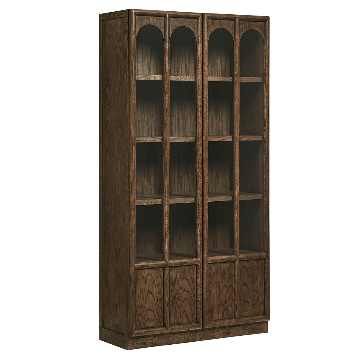 Anwen Solid Wood and Glass Display Cabinet, Walnut