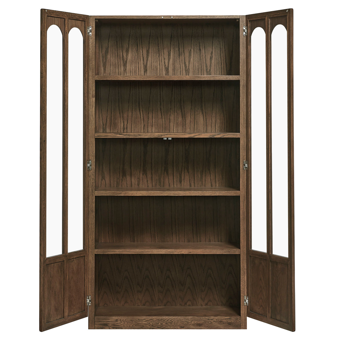 Anwen Solid Wood and Glass Display Cabinet, Walnut
