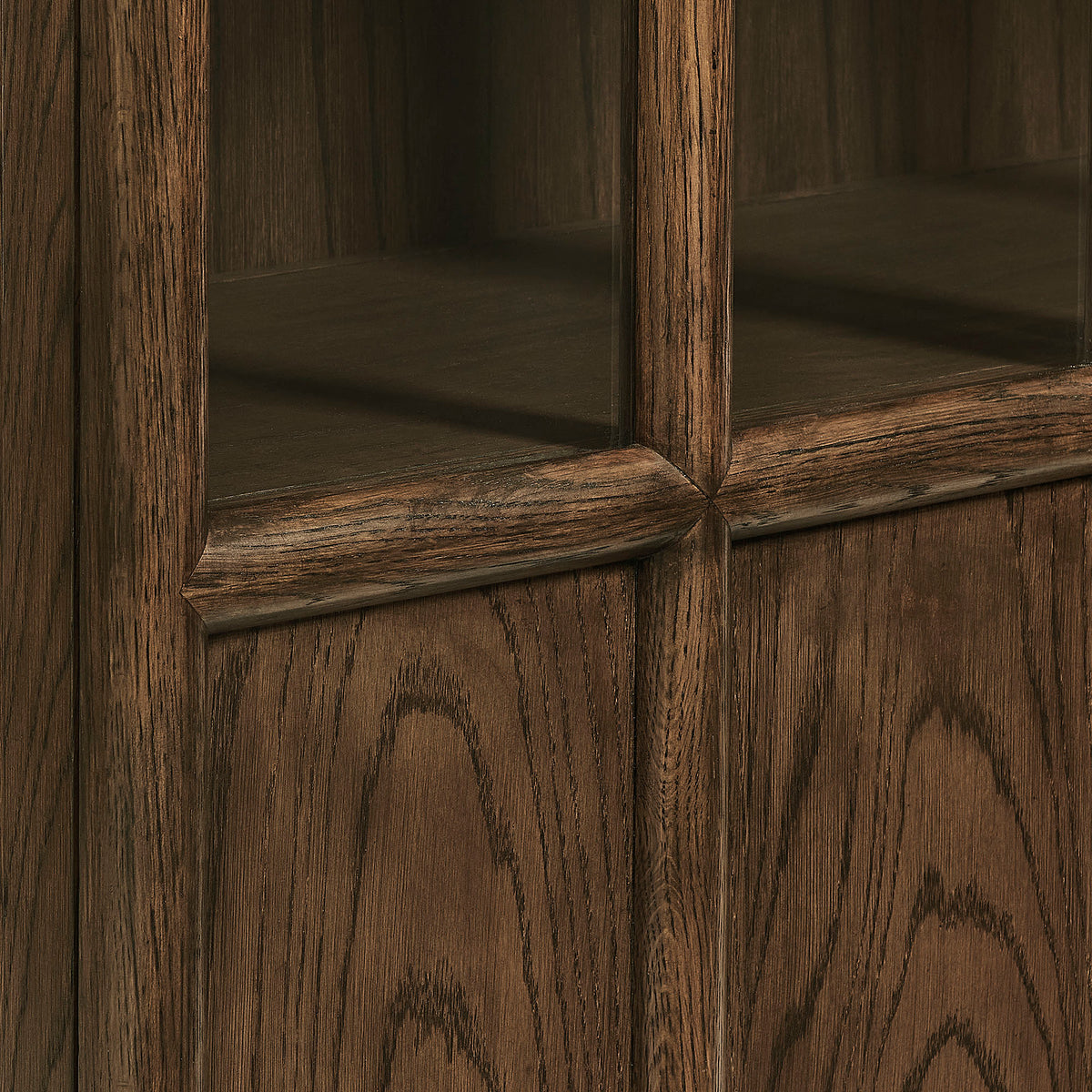 Anwen Solid Wood and Glass Display Cabinet, Walnut