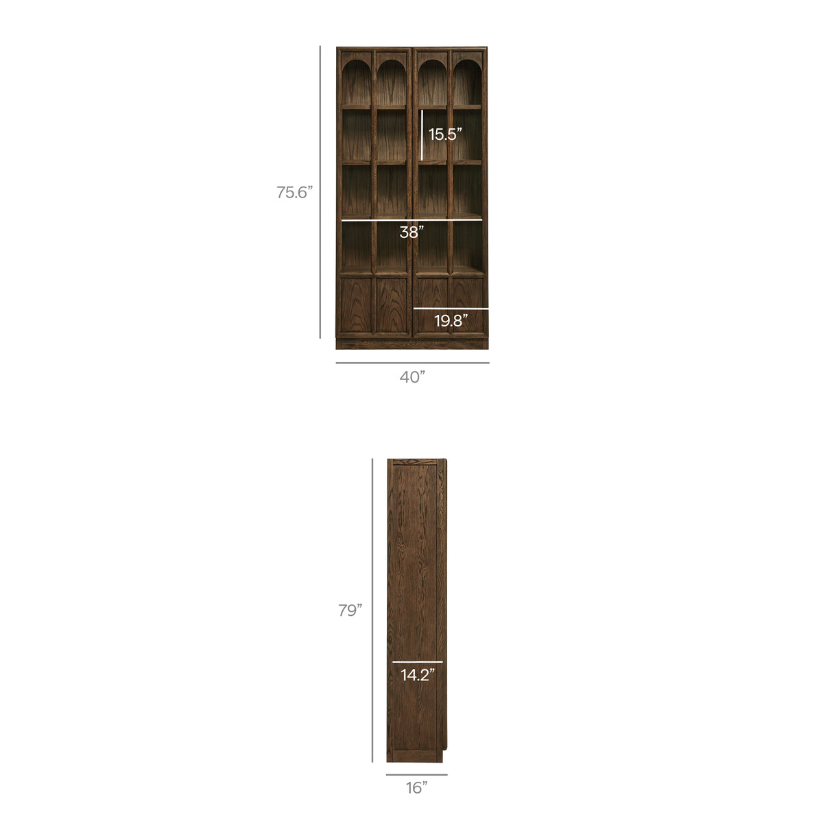 Anwen Solid Wood and Glass Display Cabinet, Walnut
