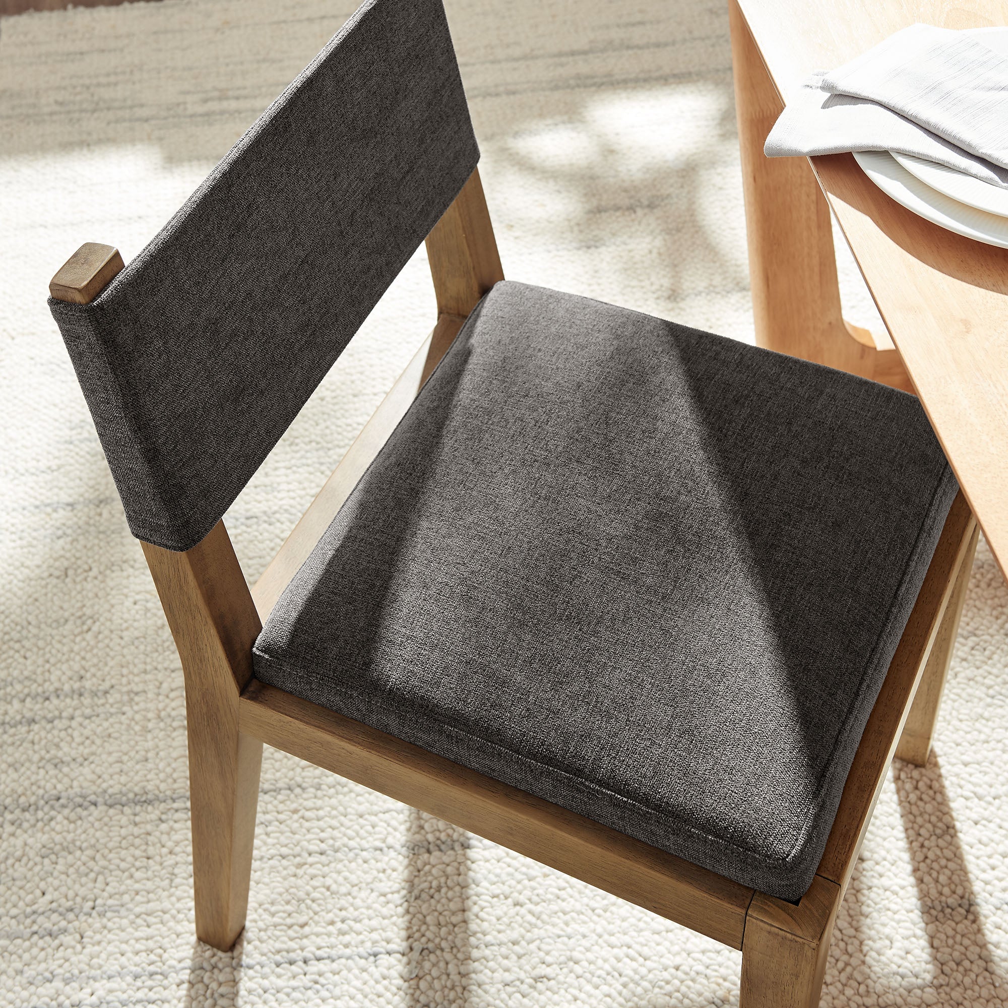 Calder Fabric Upholstered Wood Armless Dining Chair, Dark Gray