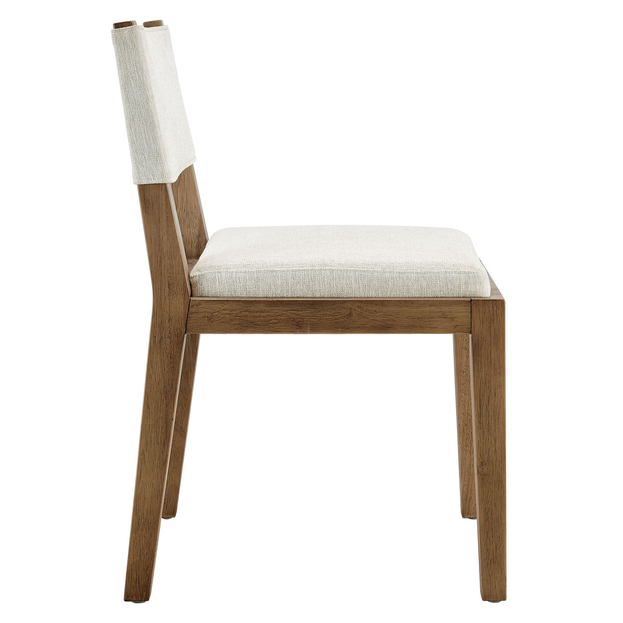 Calder Fabric Upholstered Wood Armless Dining Chair, Ivory