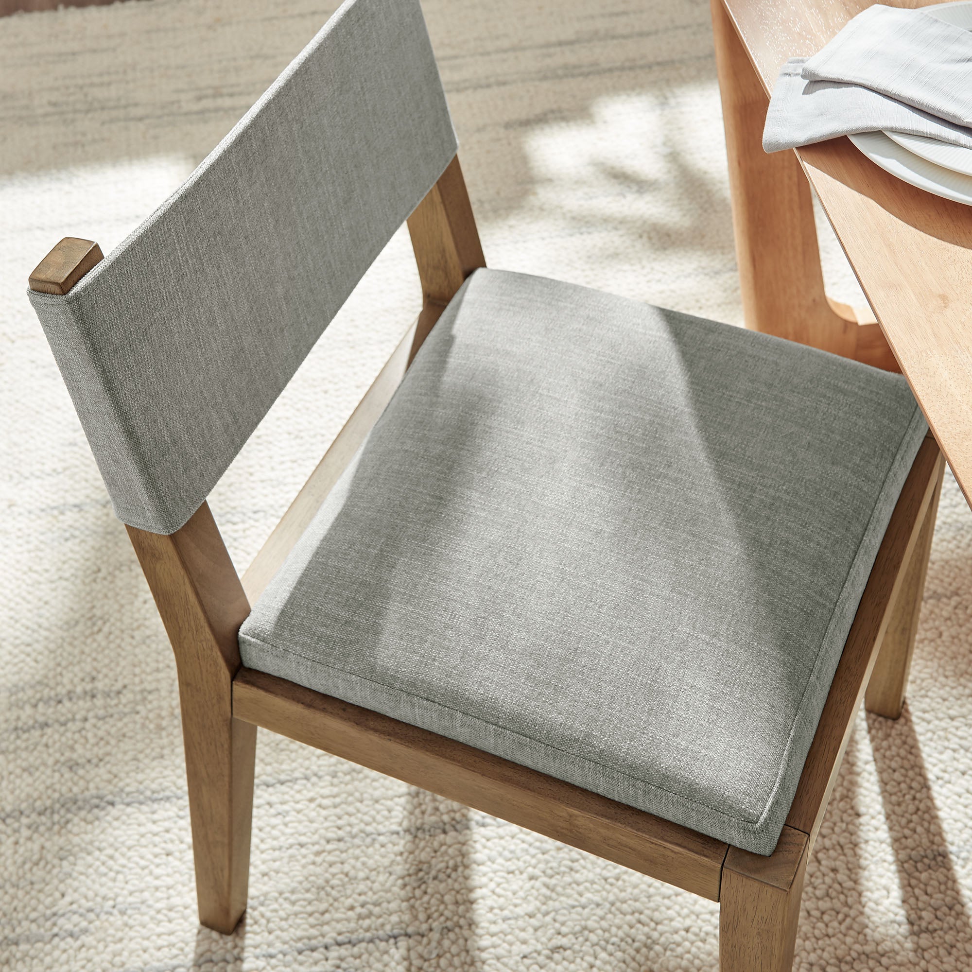 Calder Fabric Upholstered Wood Armless Dining Chair, Wheat