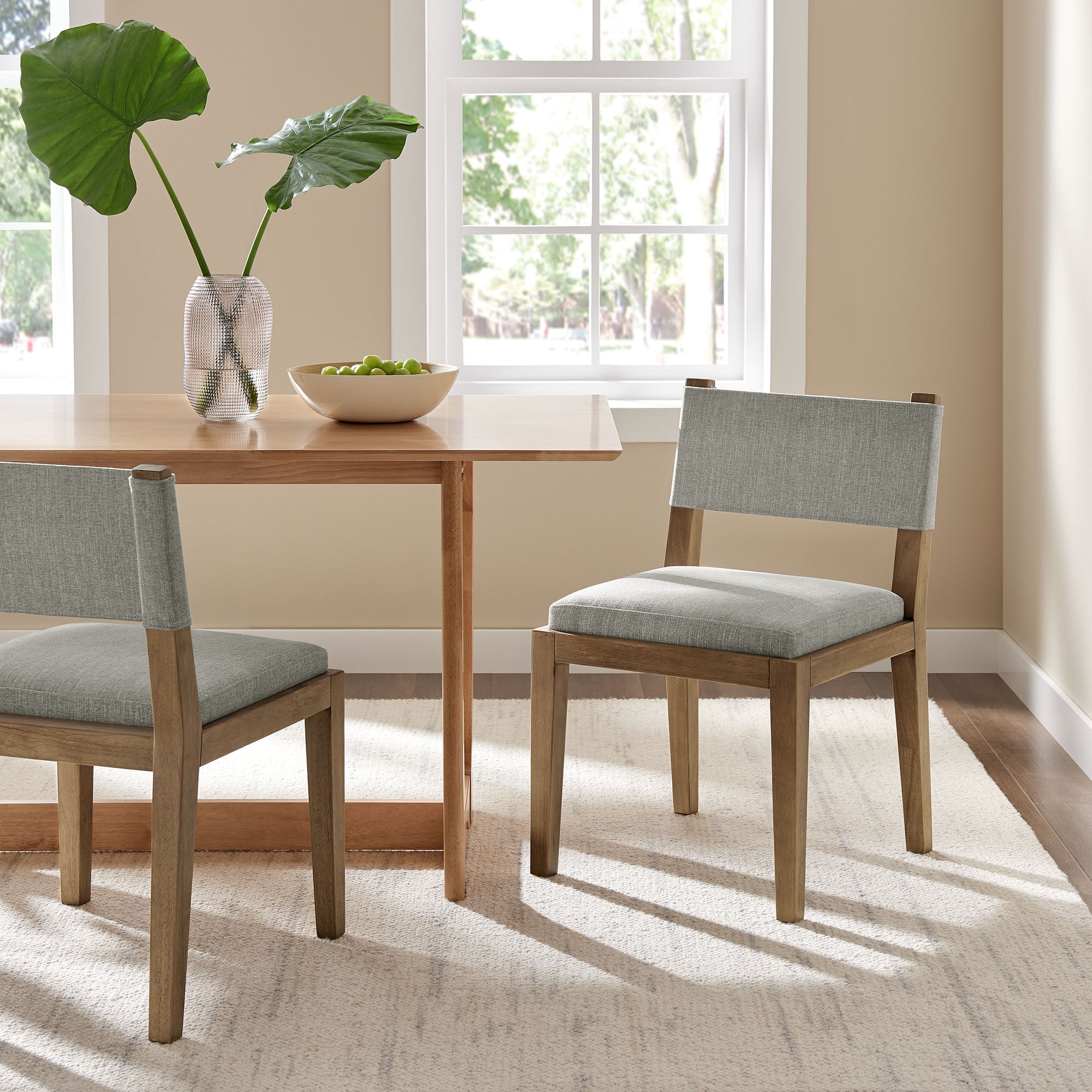 Calder Fabric Upholstered Wood Armless Dining Chair, Wheat