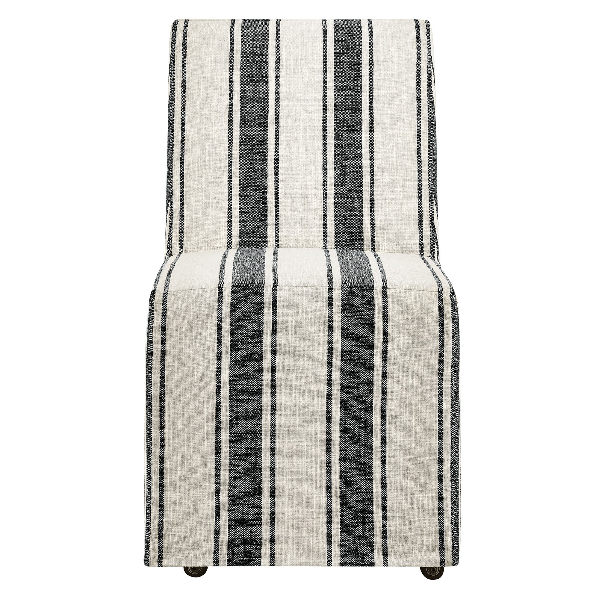 Tessera Striped Slipcovered Dining Side Chair, Black Stripe