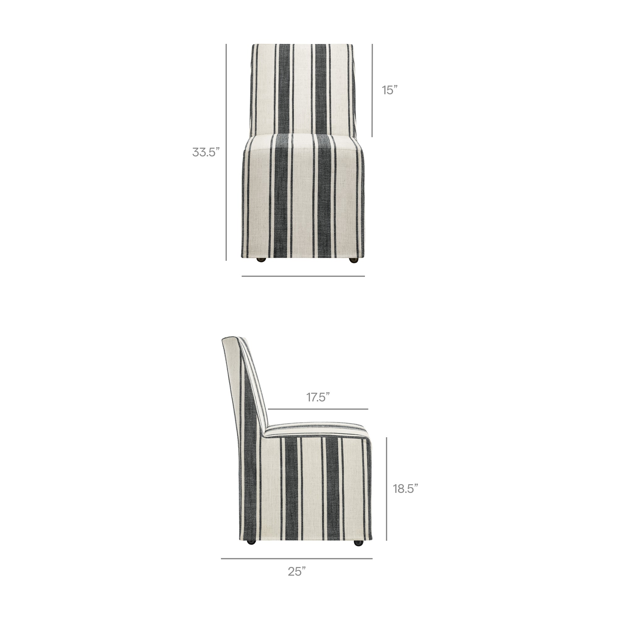 Tessera Striped Slipcovered Dining Side Chair, Black Stripe