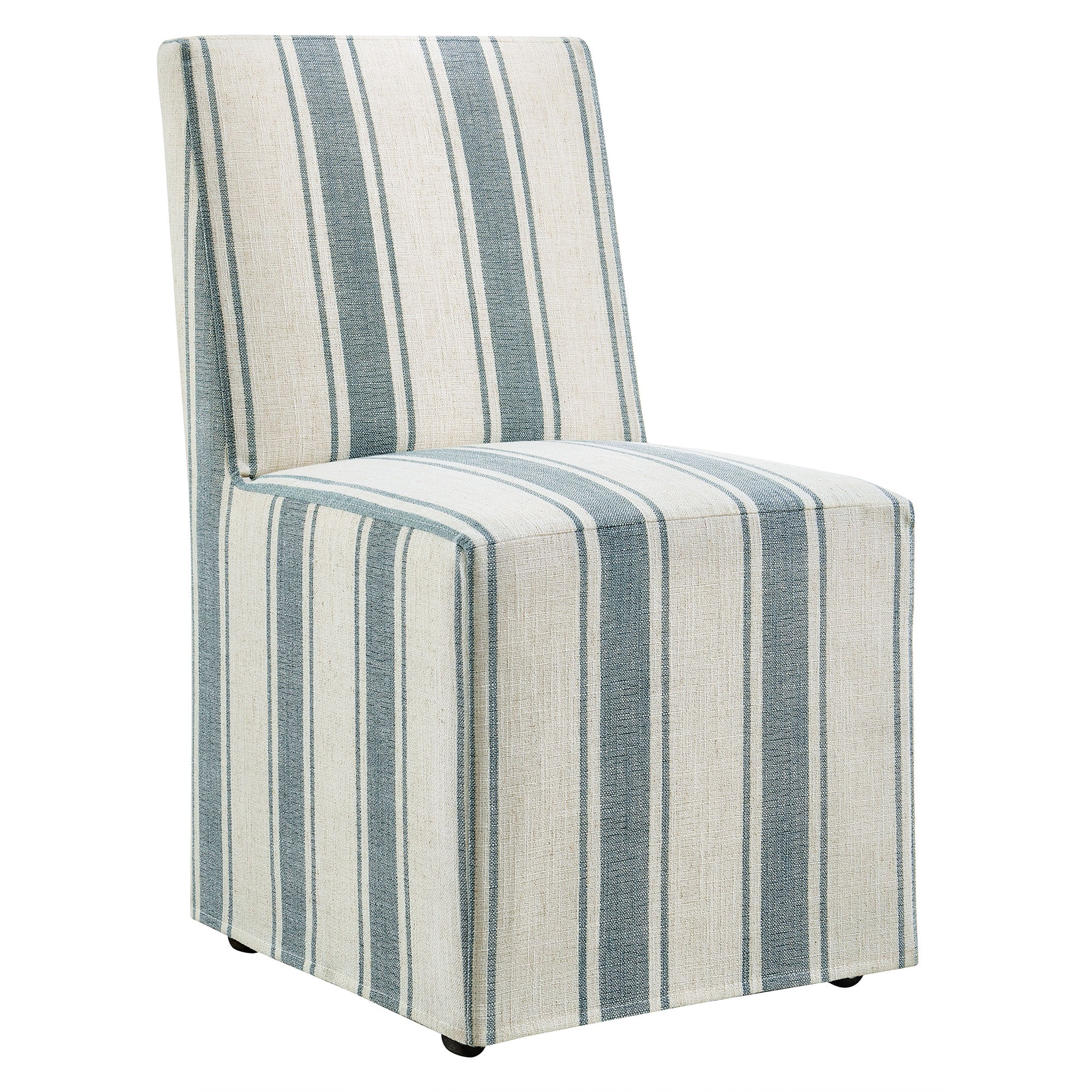 Tessera Striped Slipcovered Dining Side Chair, Blue Stripe