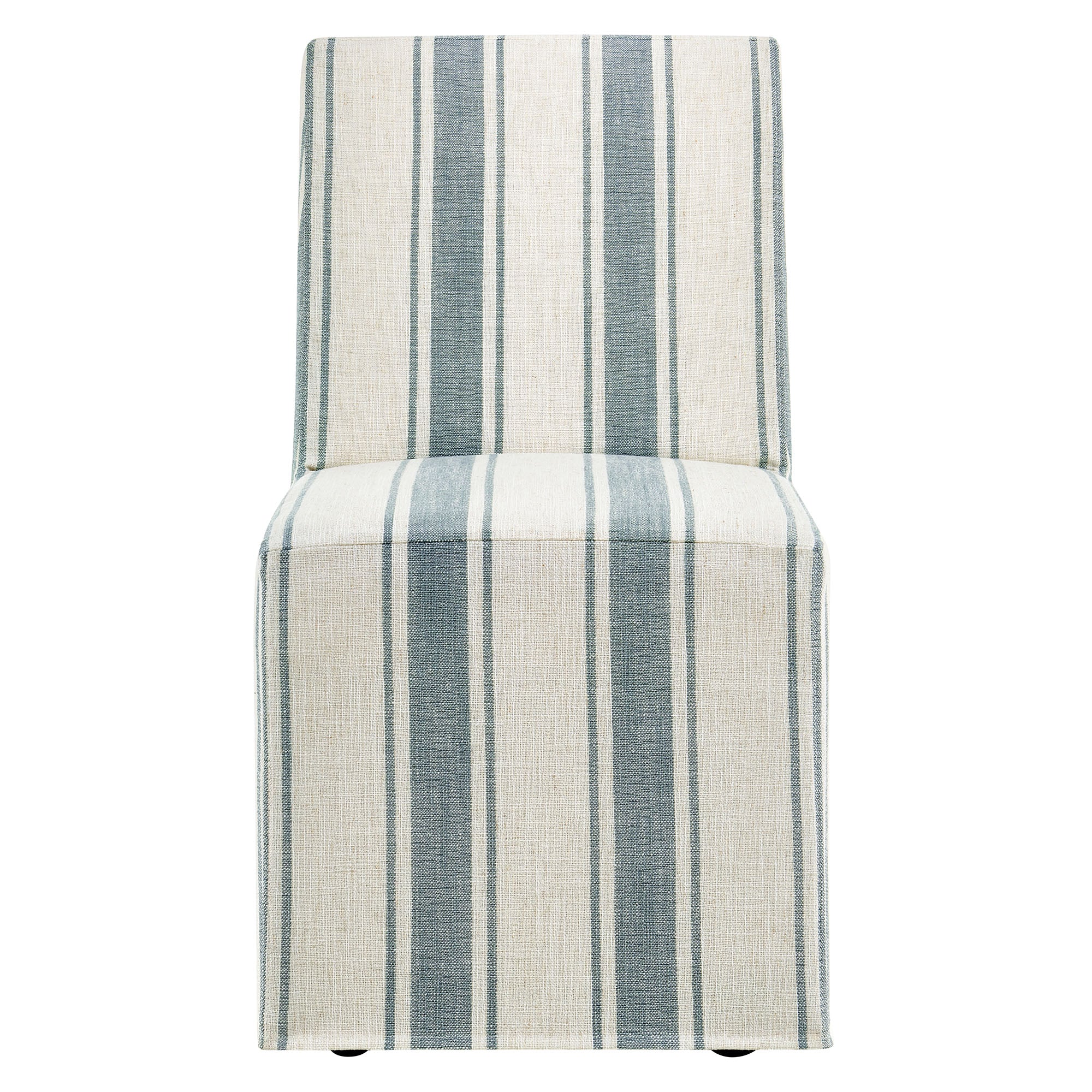 Tessera Striped Slipcovered Dining Side Chair, Blue Stripe