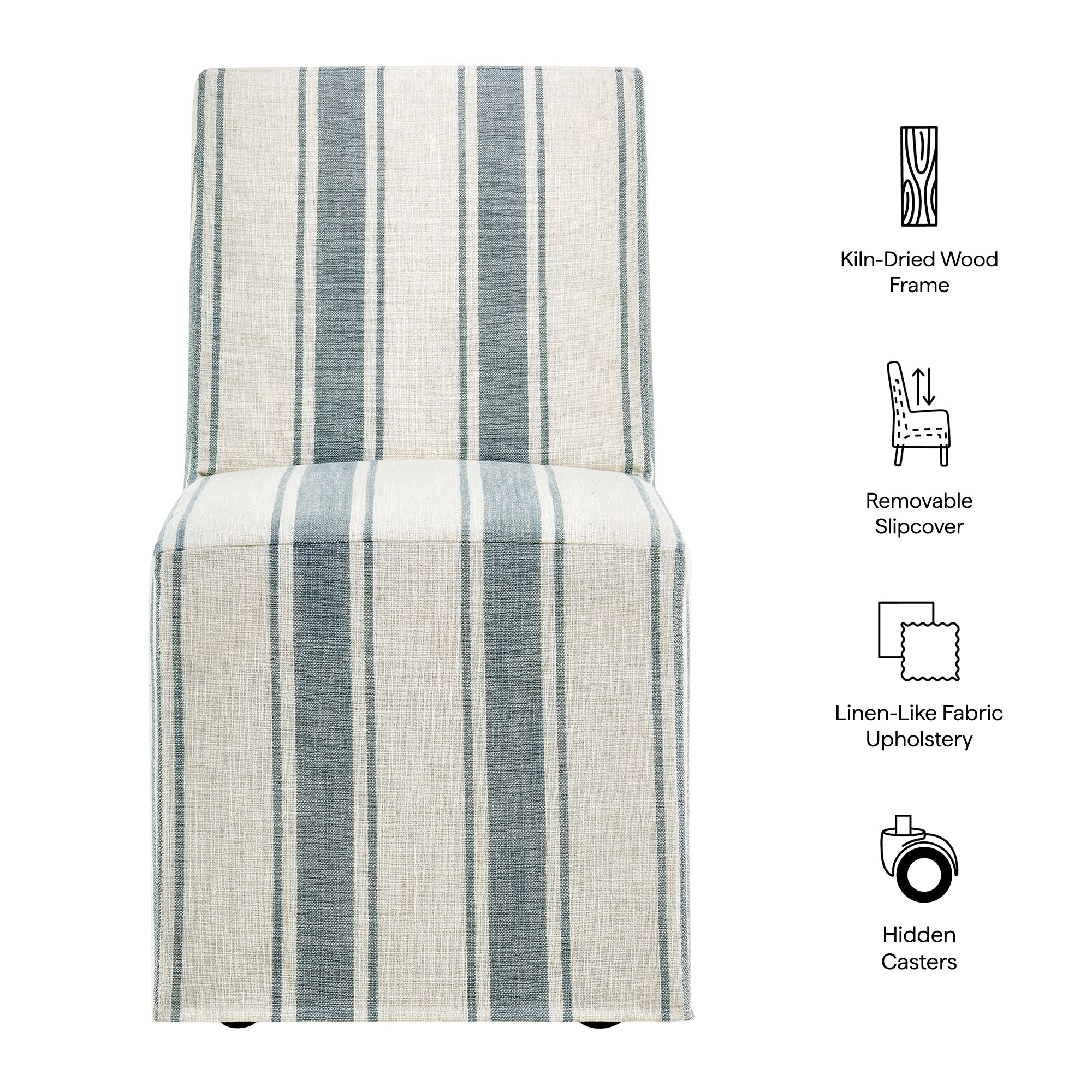 Tessera Striped Slipcovered Dining Side Chair, Blue Stripe