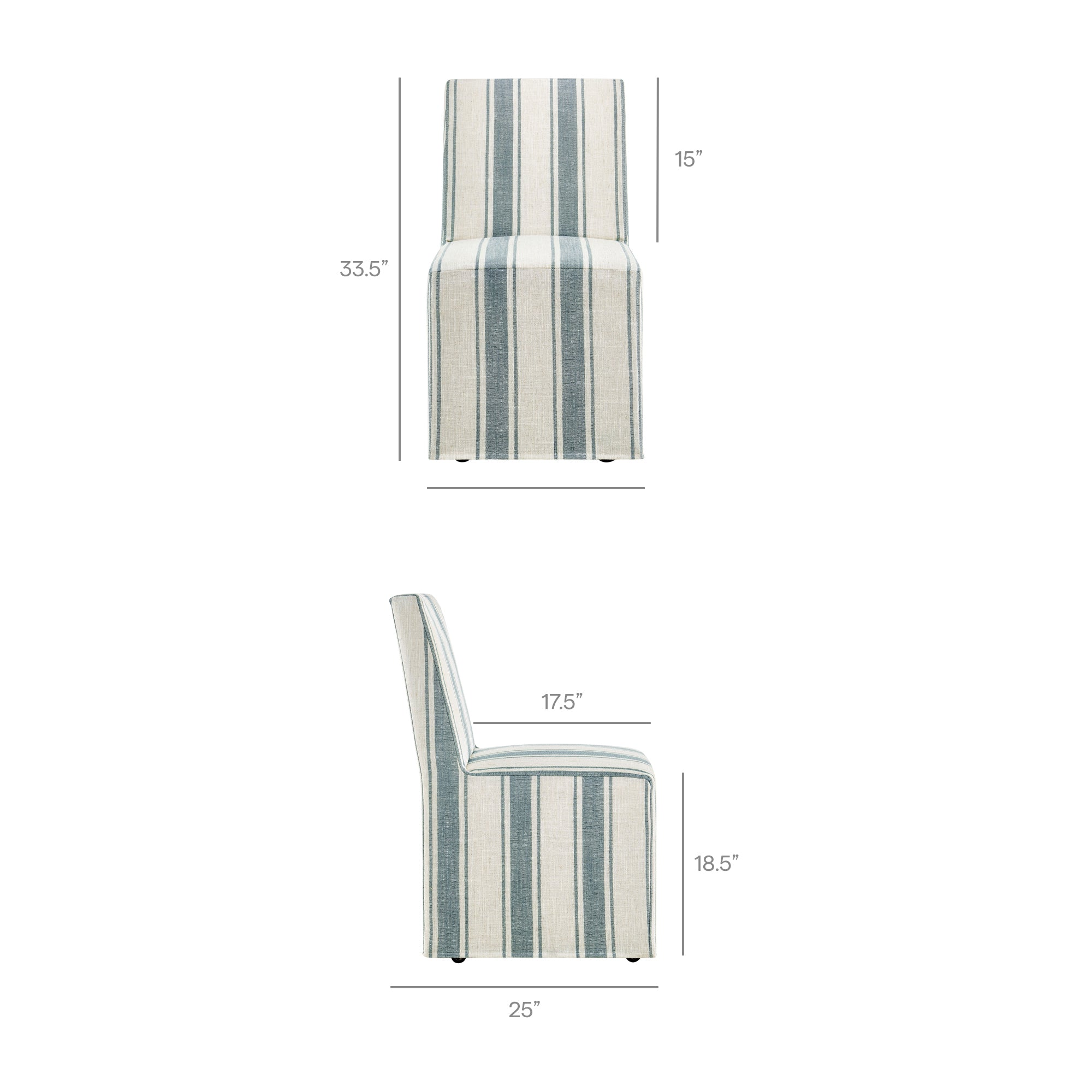 Tessera Striped Slipcovered Dining Side Chair, Blue Stripe