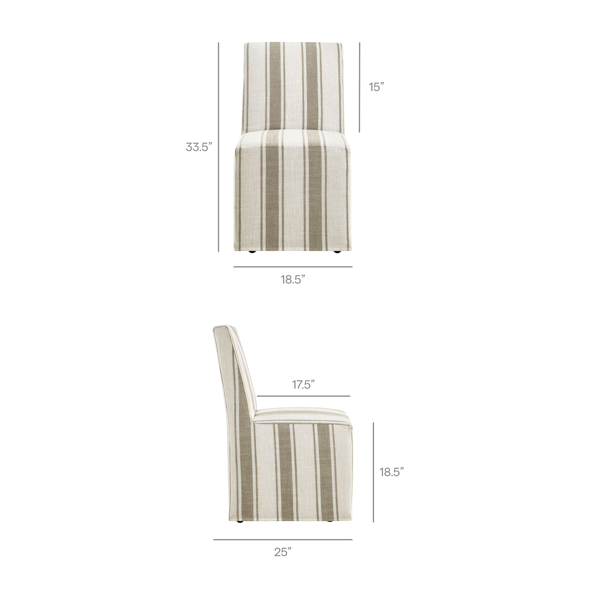 Tessera Striped Slipcovered Dining Side Chair, Tan Stripe