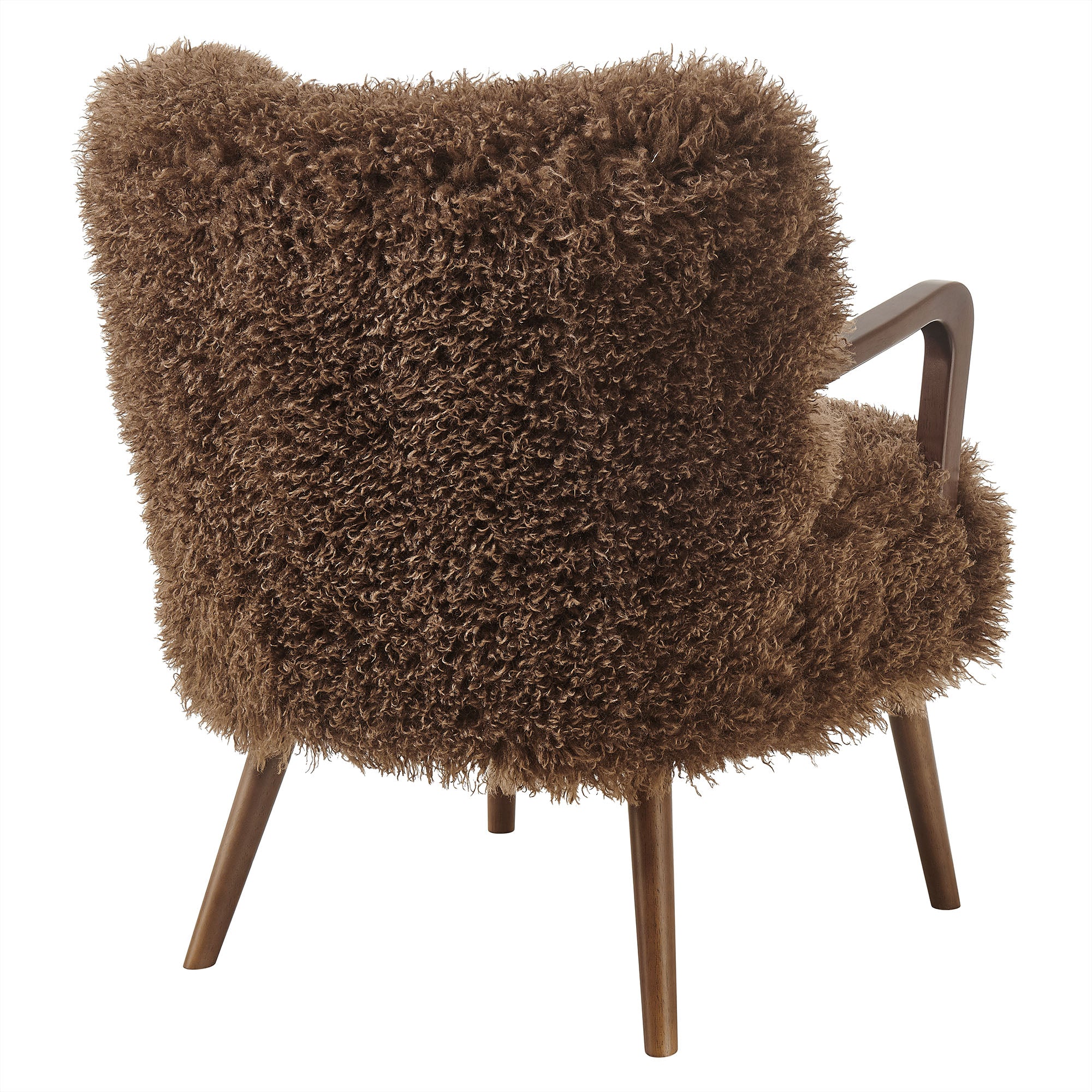 Zerra Faux Shearling Accent Armchair, Brown