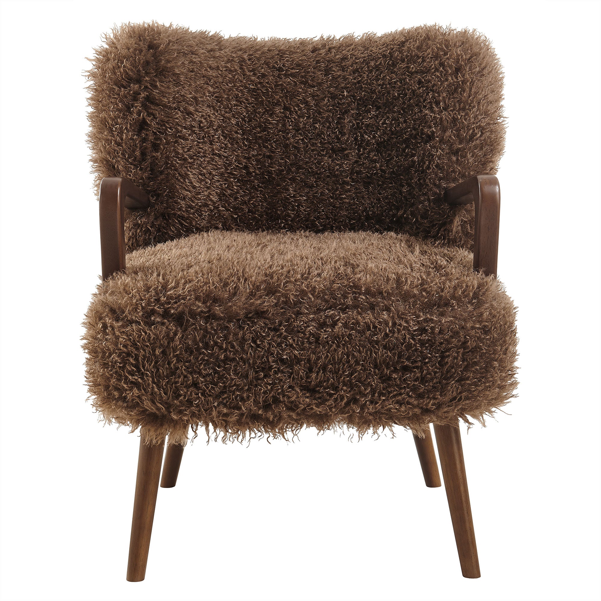 Zerra Faux Shearling Accent Armchair, Brown
