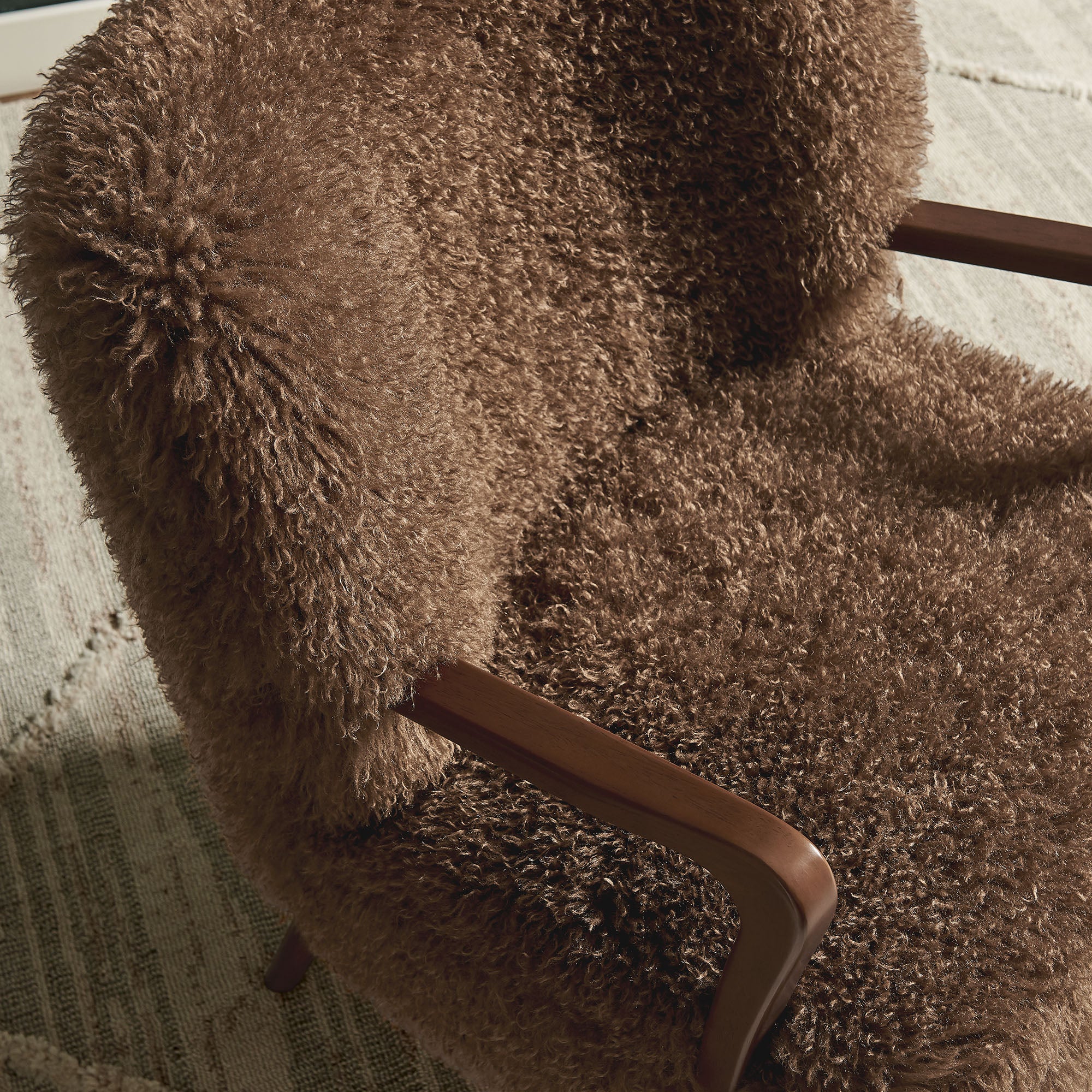 Zerra Faux Shearling Accent Armchair, Brown