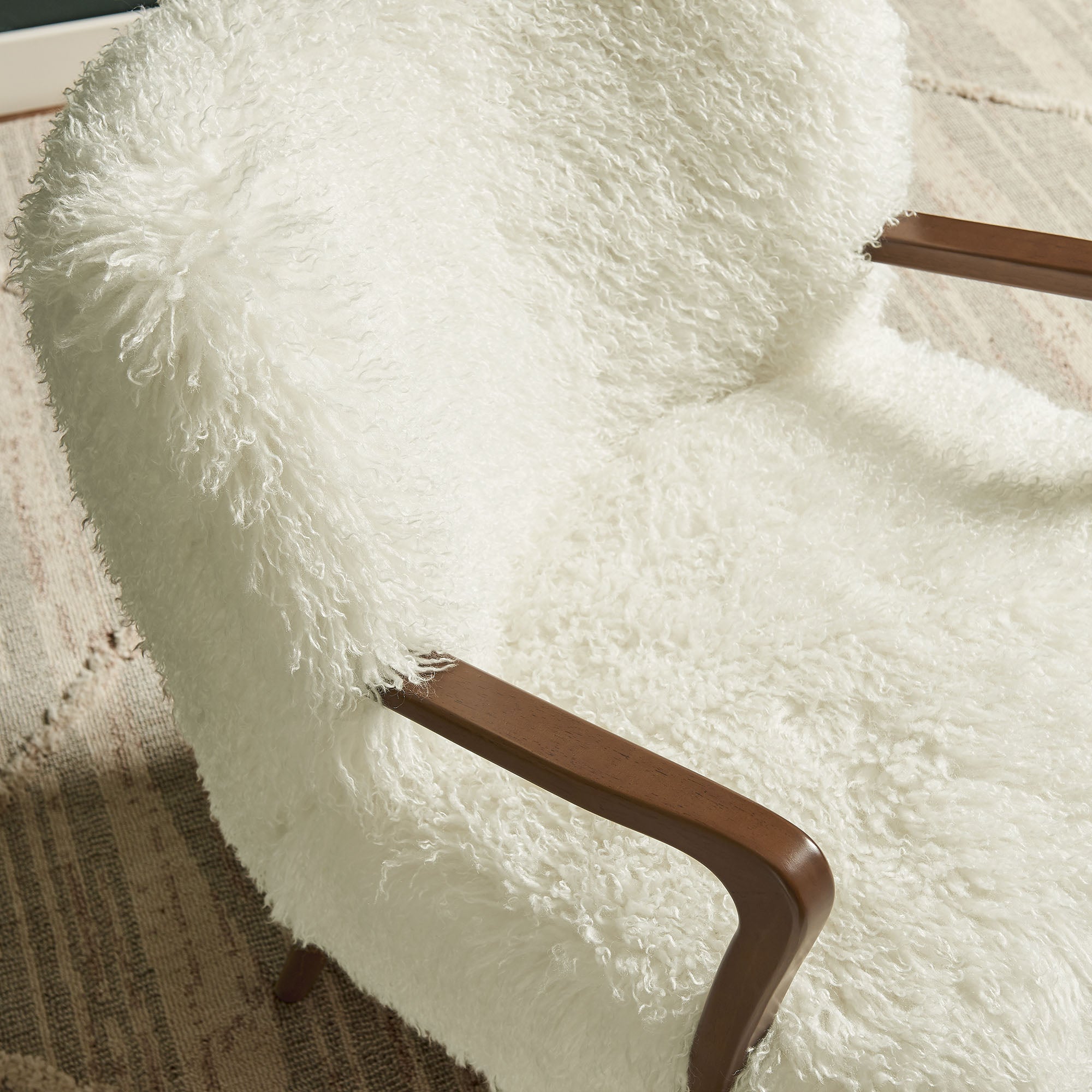 Zerra Faux Shearling Accent Armchair, White