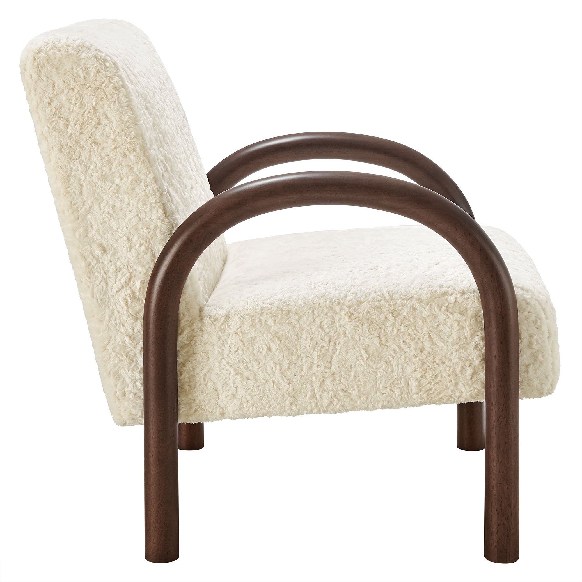 Lunet Faux Shearling Accent Armchair, Ecru