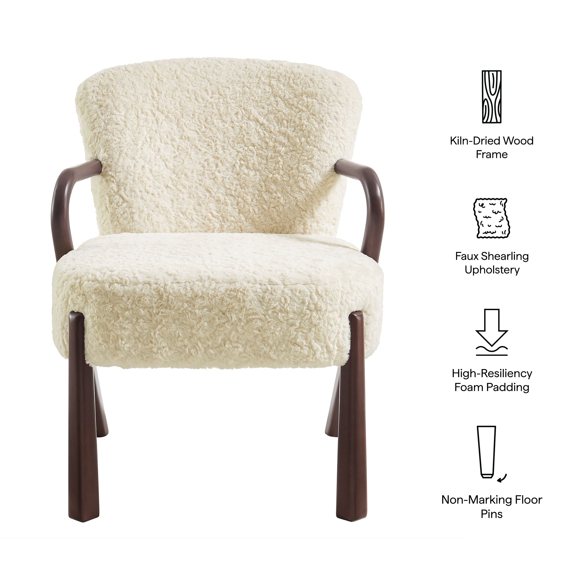 Arden Faux Shearling Accent Armchair, Ecru