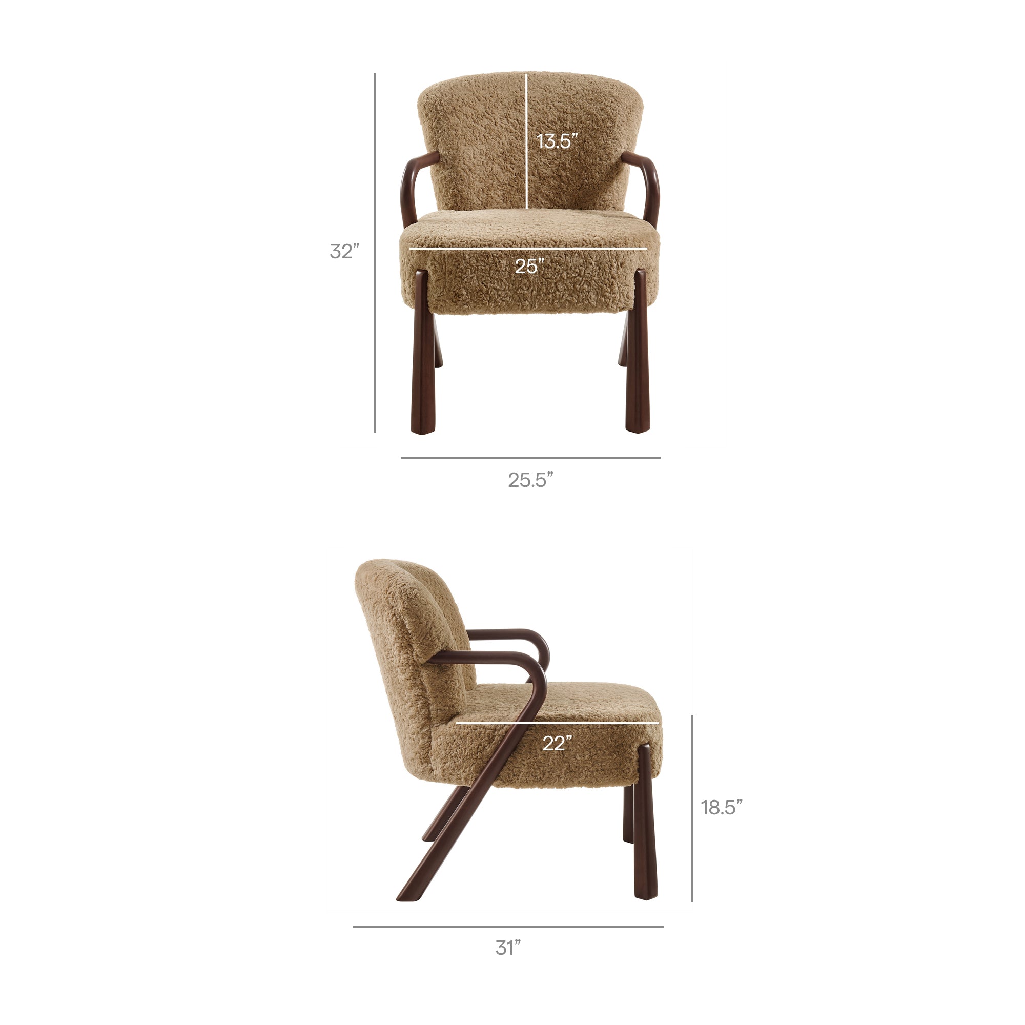 Arden Faux Shearling Accent Armchair, Sand
