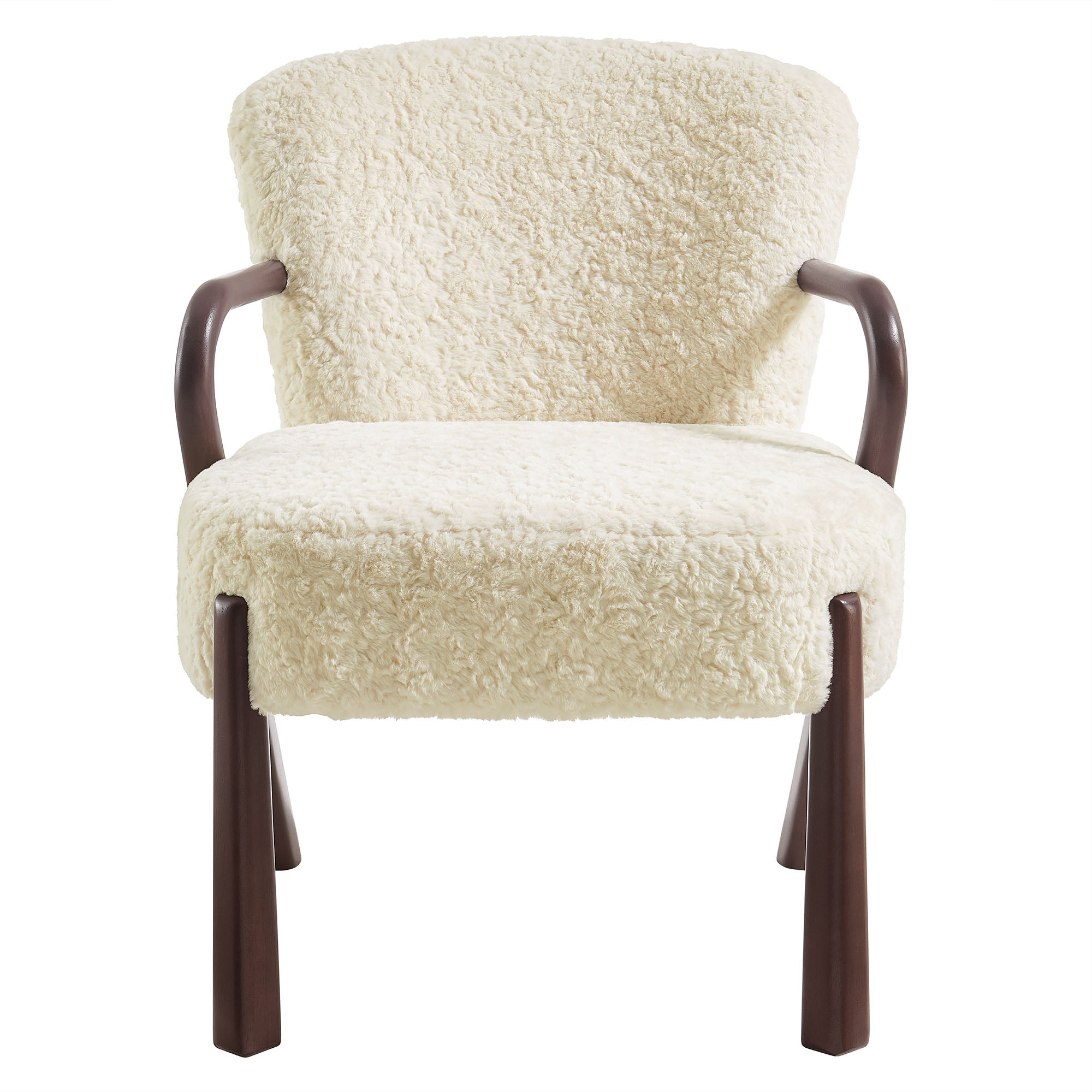 Arden Faux Shearling Accent Armchair, Ecru