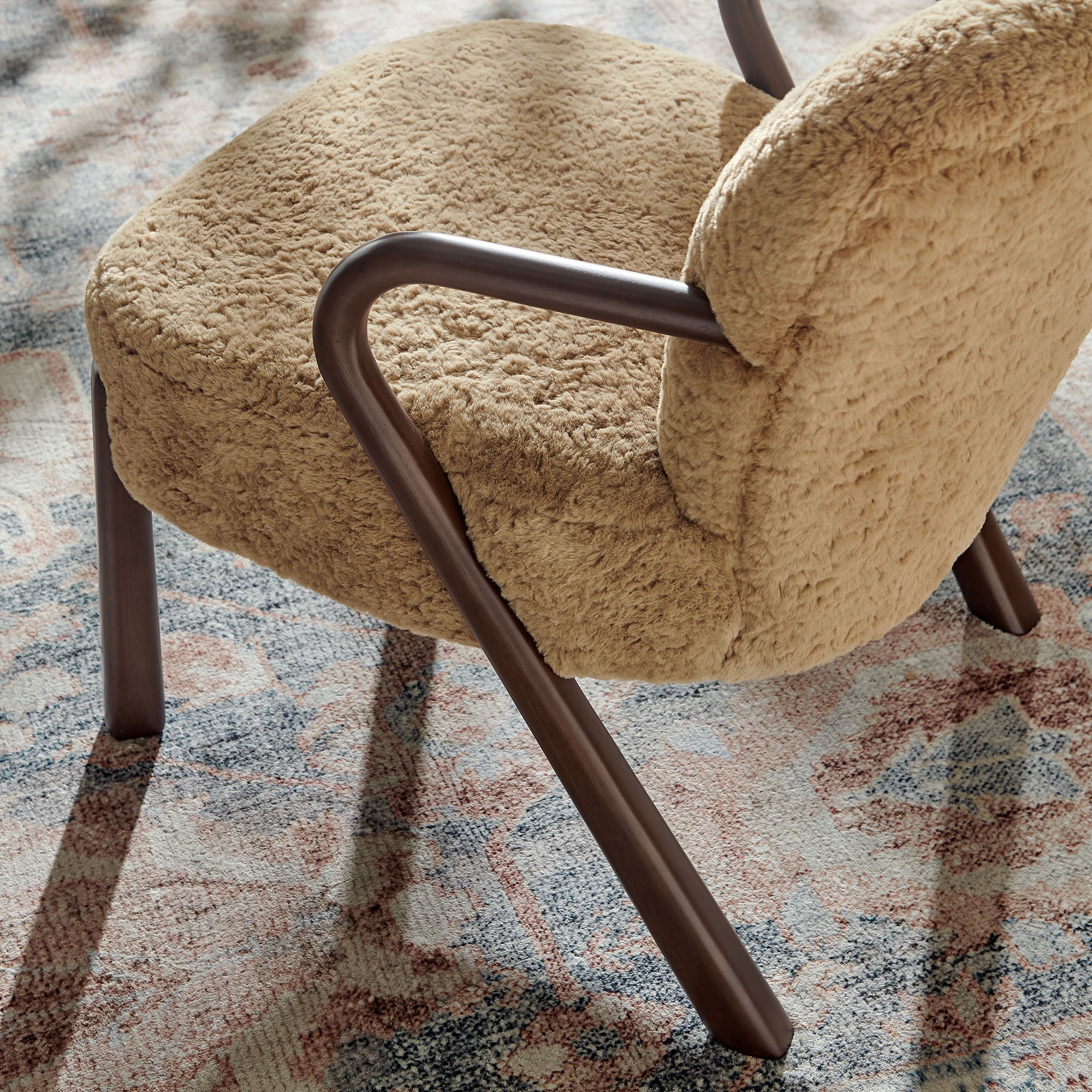 Arden Faux Shearling Accent Armchair, Sand