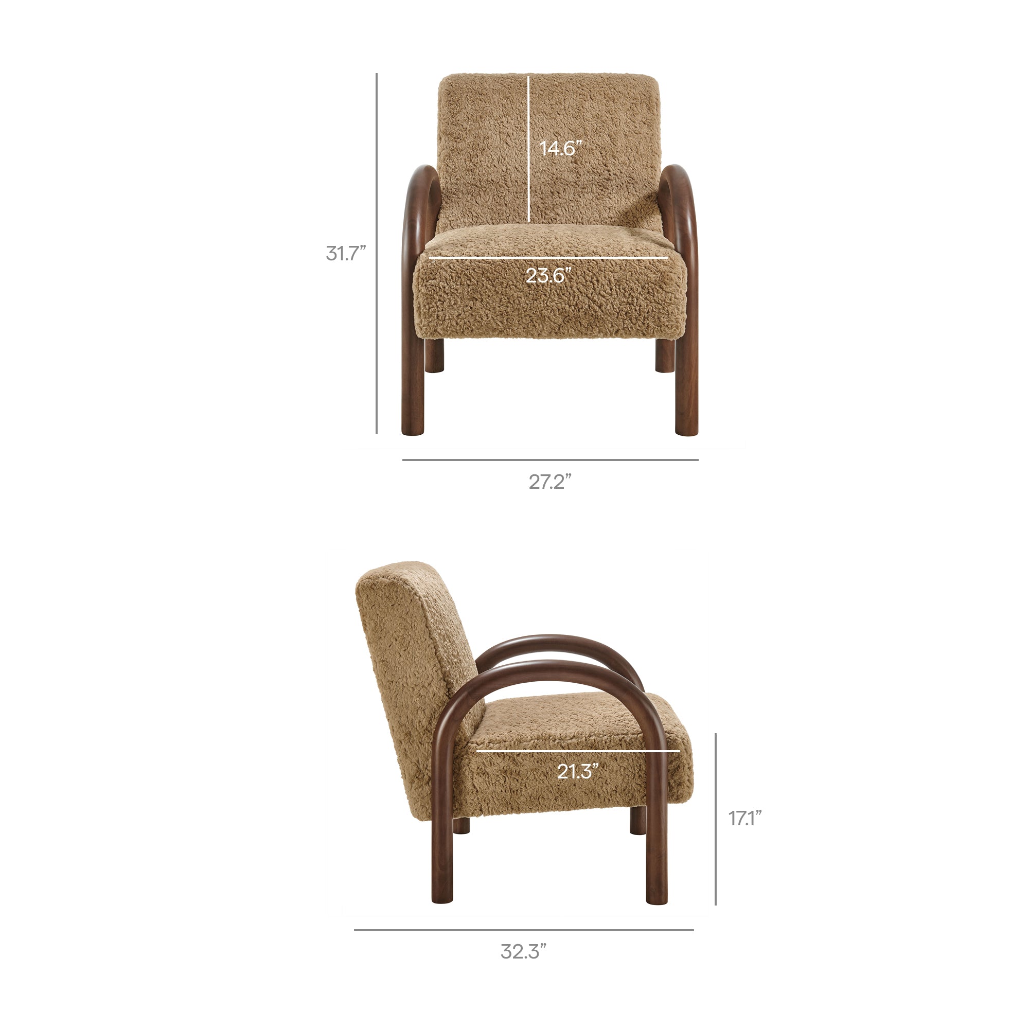 Lunet Faux Shearling Accent Armchair, Sand