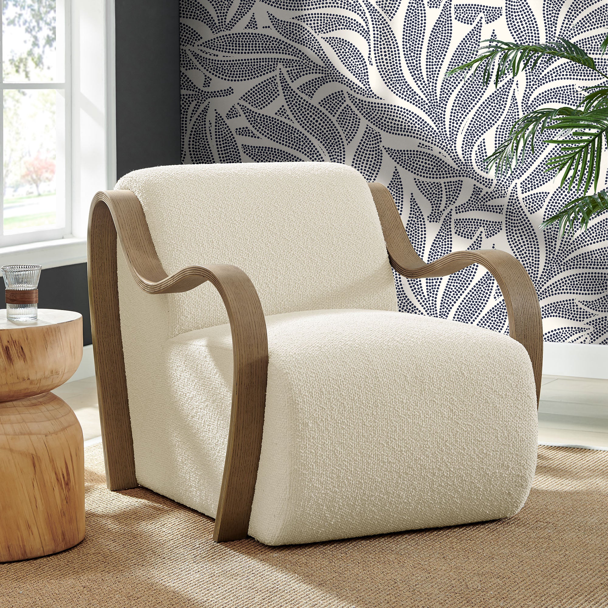 Atrium Lattice Boucle Accent Armchair, Cream