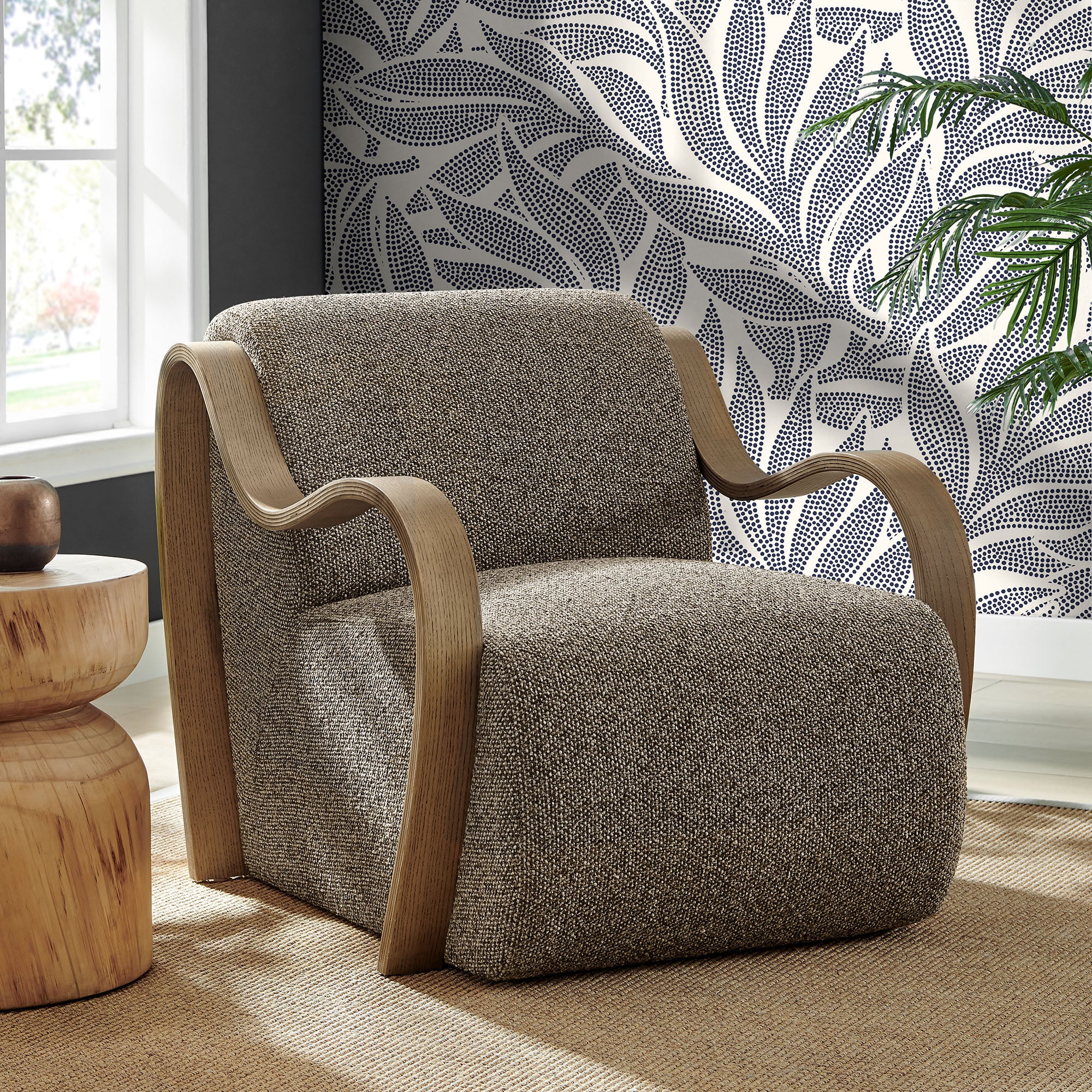 Atrium Lattice Boucle Accent Armchair, Earth