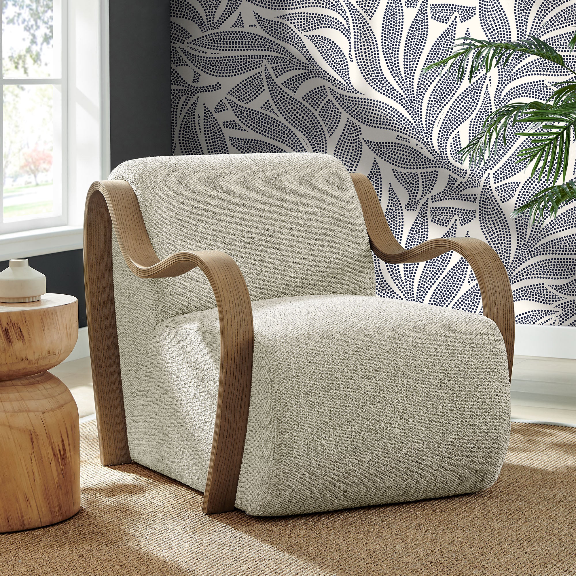 Atrium Lattice Boucle Accent Armchair, Marble