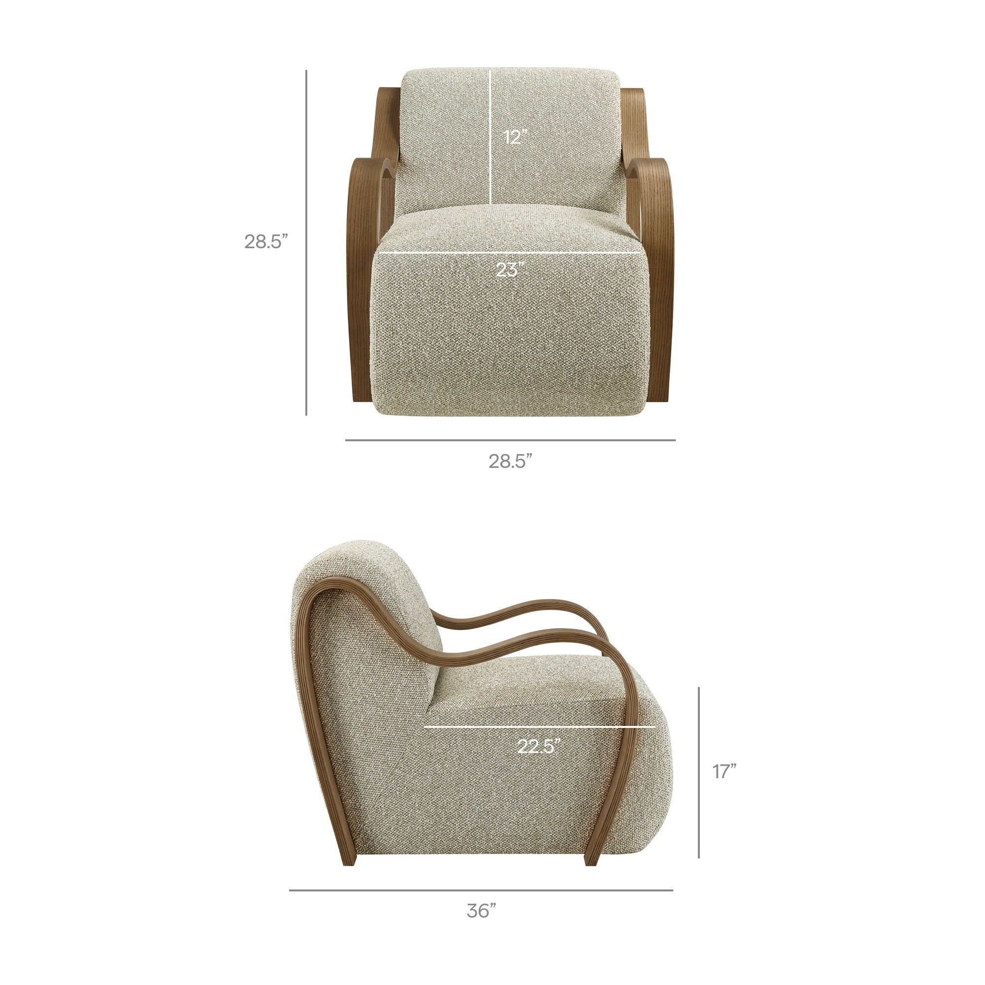 Atrium Lattice Boucle Accent Armchair, Marble