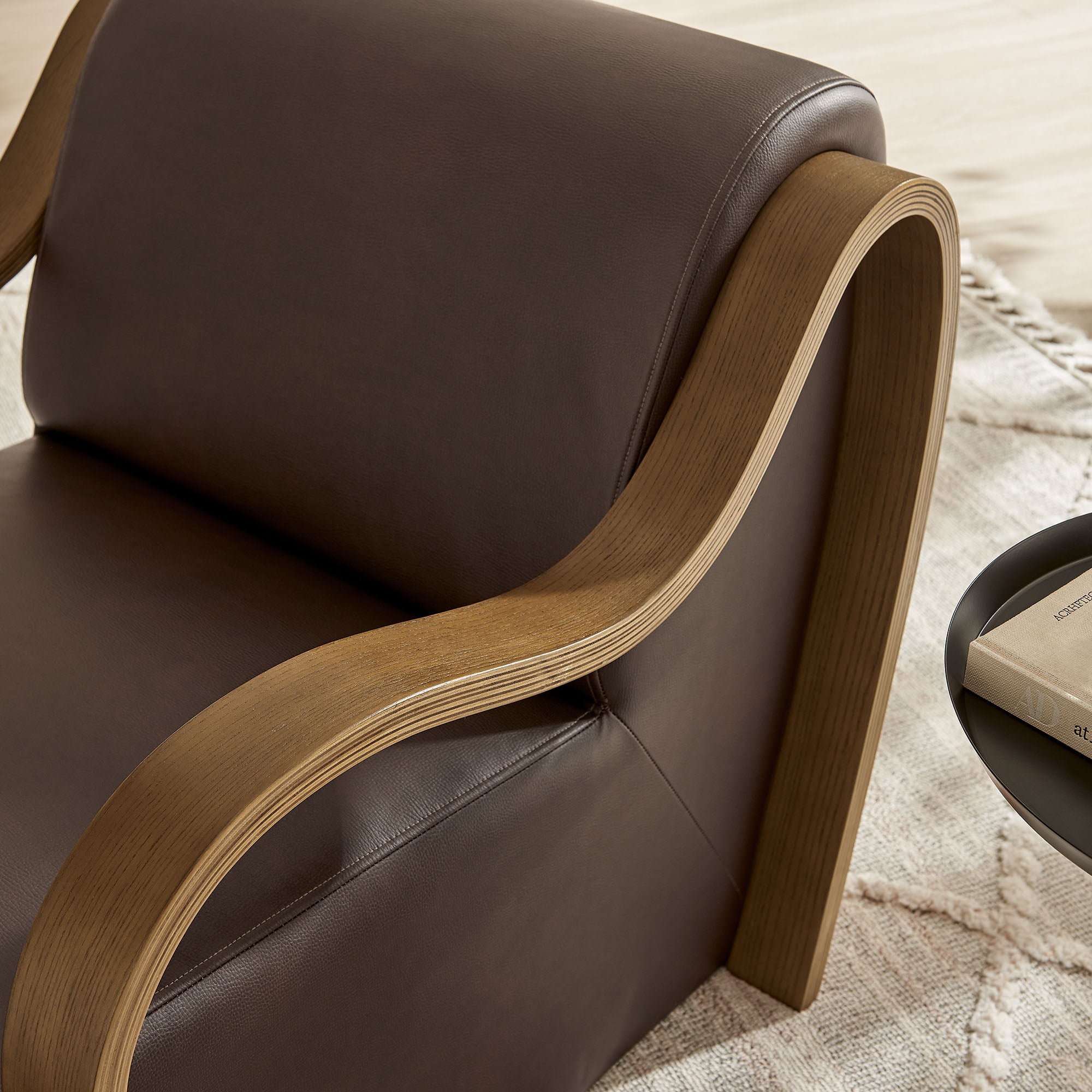 Atrium Vegan Leather Accent Armchair, Espresso
