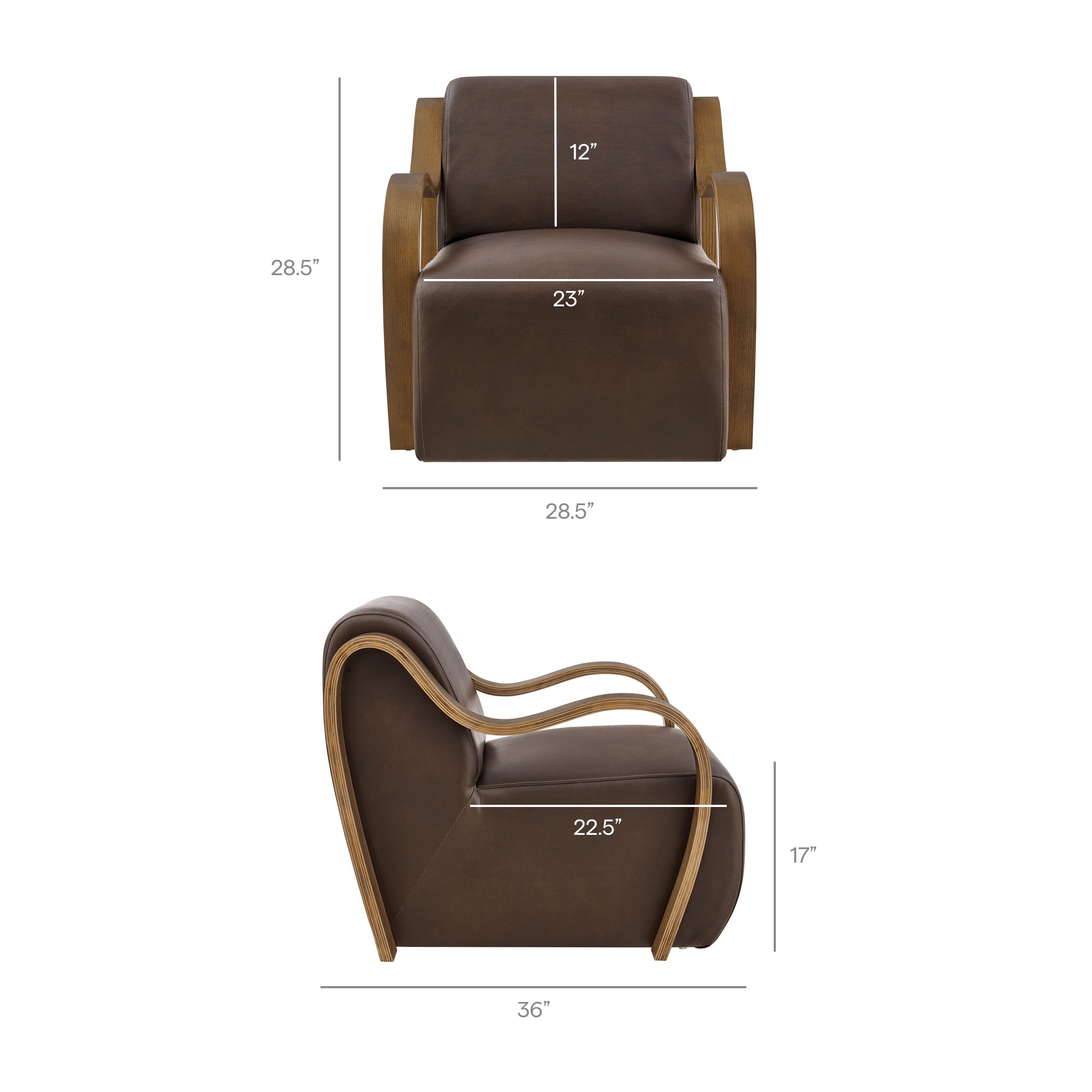 Atrium Vegan Leather Accent Armchair, Espresso