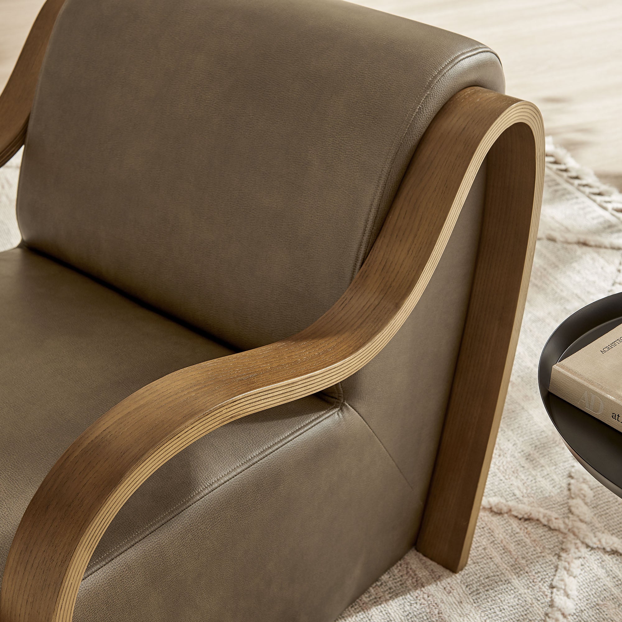 Atrium Vegan Leather Accent Armchair, Mushroom