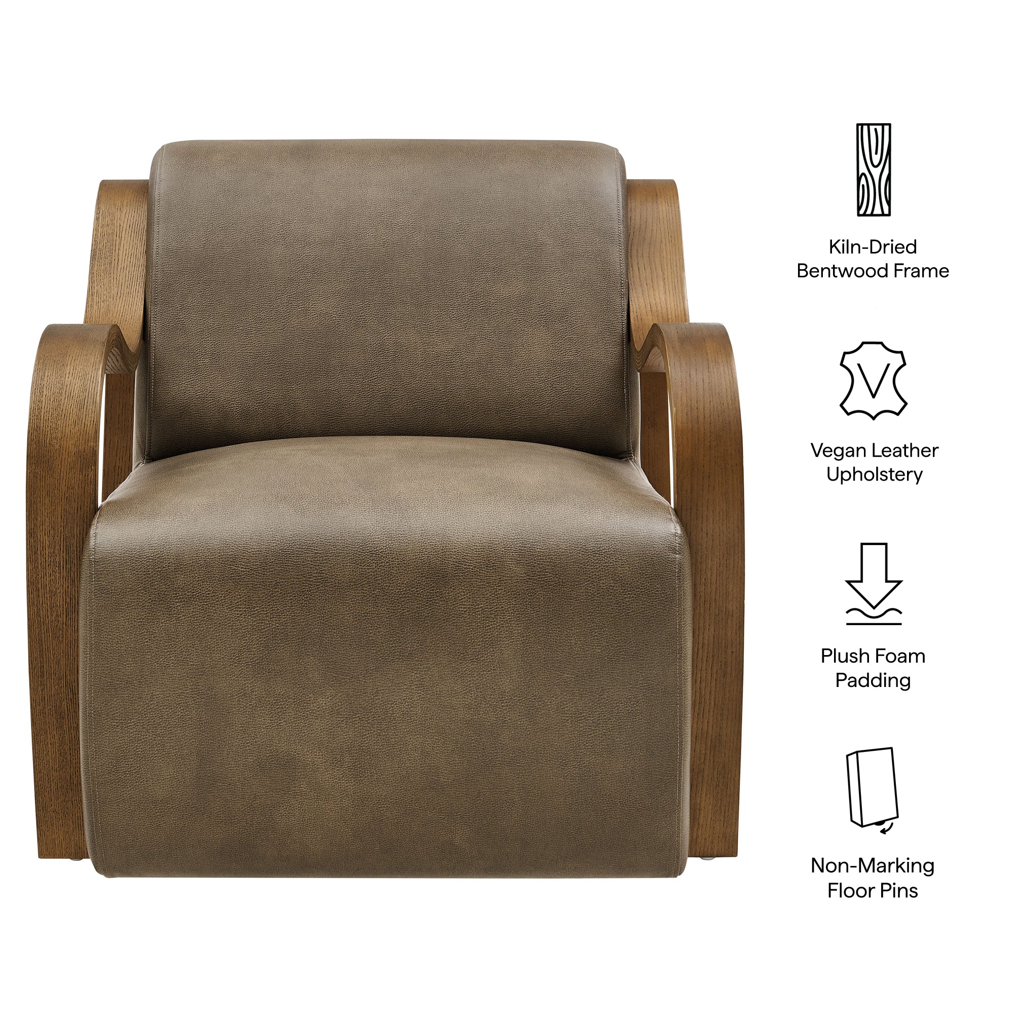 Atrium Vegan Leather Accent Armchair, Mushroom
