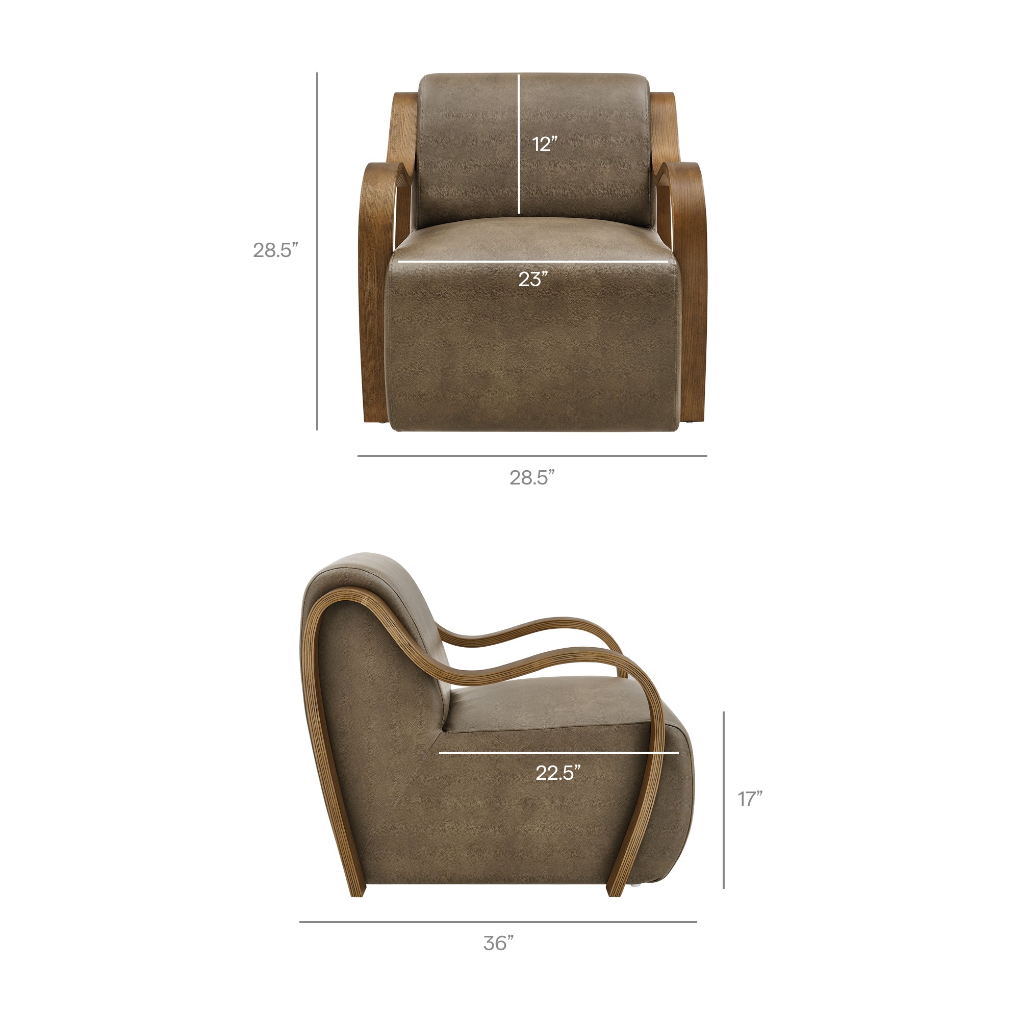 Atrium Vegan Leather Accent Armchair, Mushroom