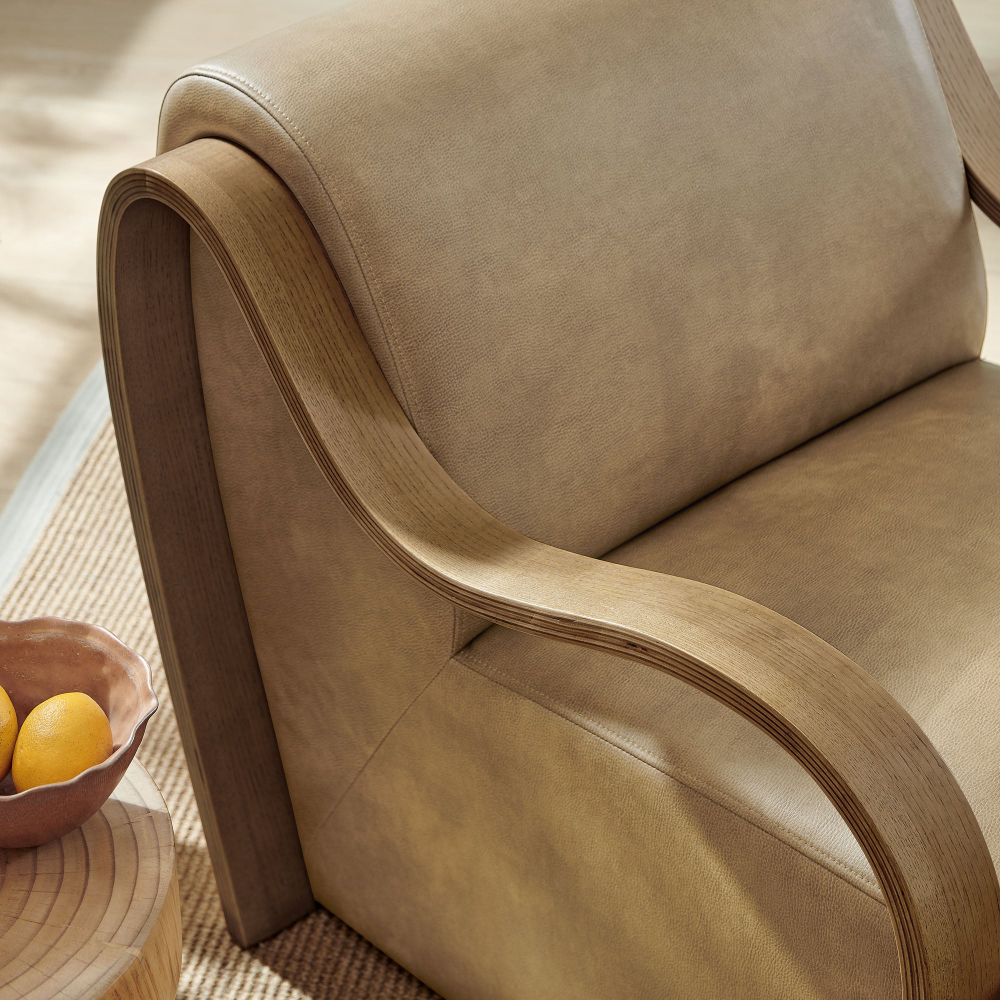 Atrium Vegan Leather Accent Armchair, Toast