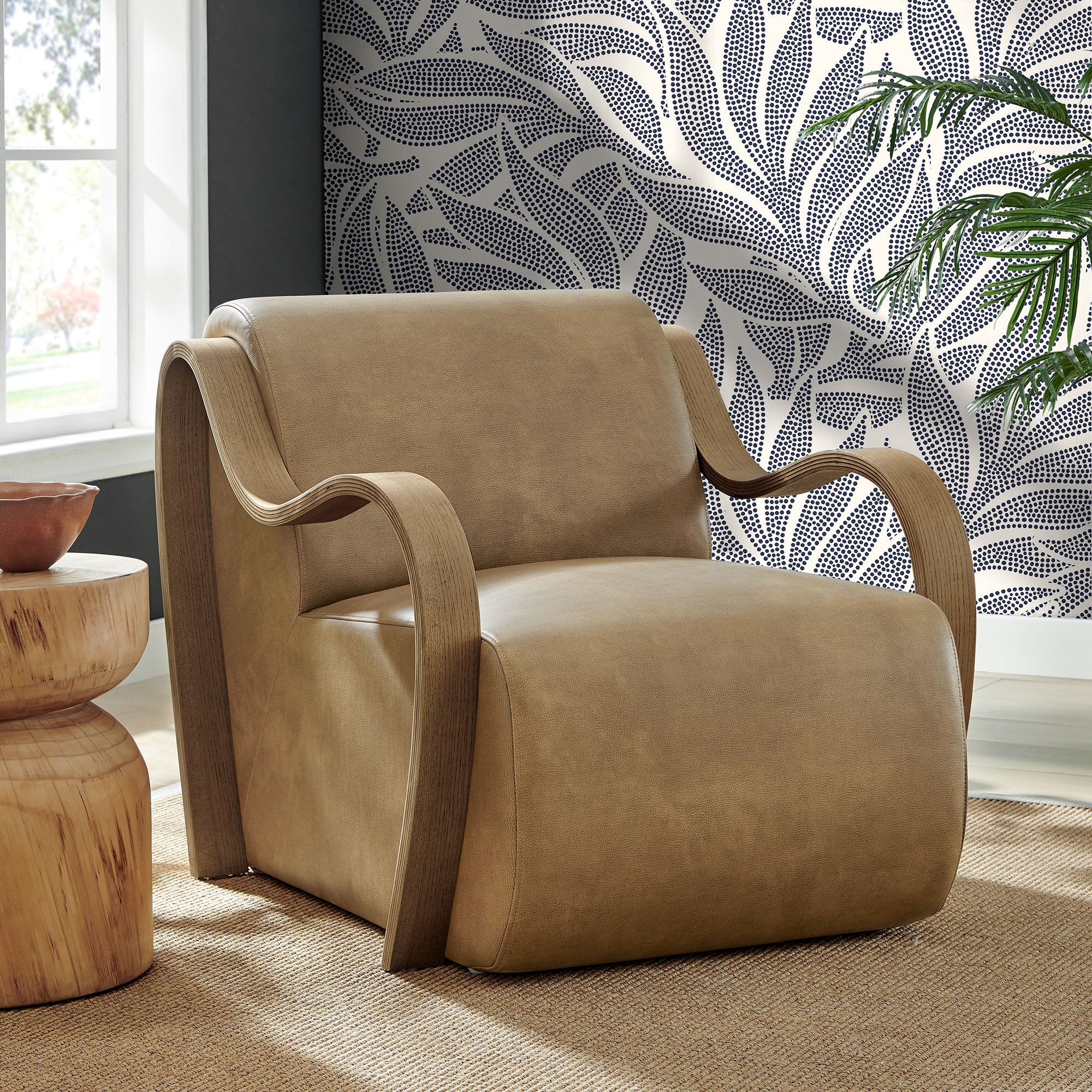 Atrium Vegan Leather Accent Armchair, Toast