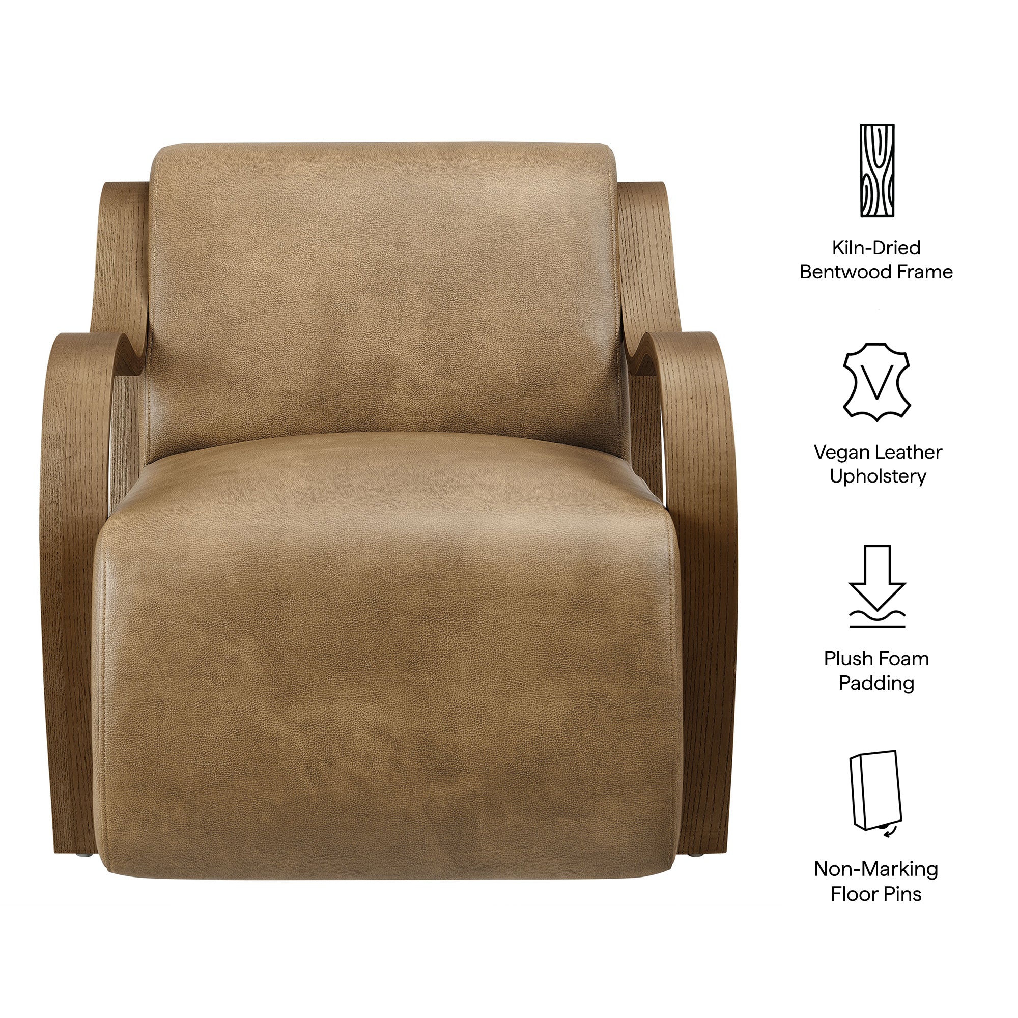 Atrium Vegan Leather Accent Armchair, Toast