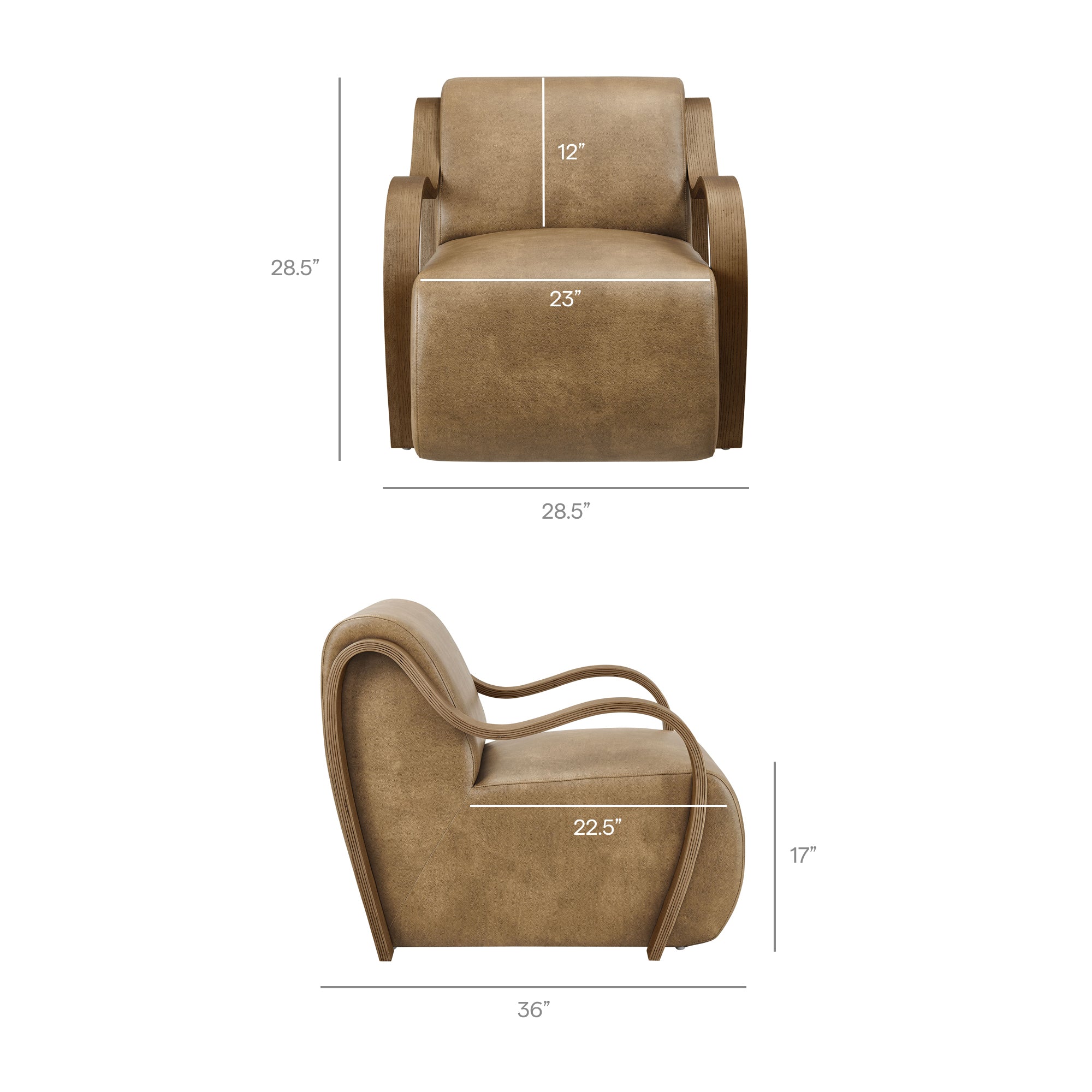 Atrium Vegan Leather Accent Armchair, Toast