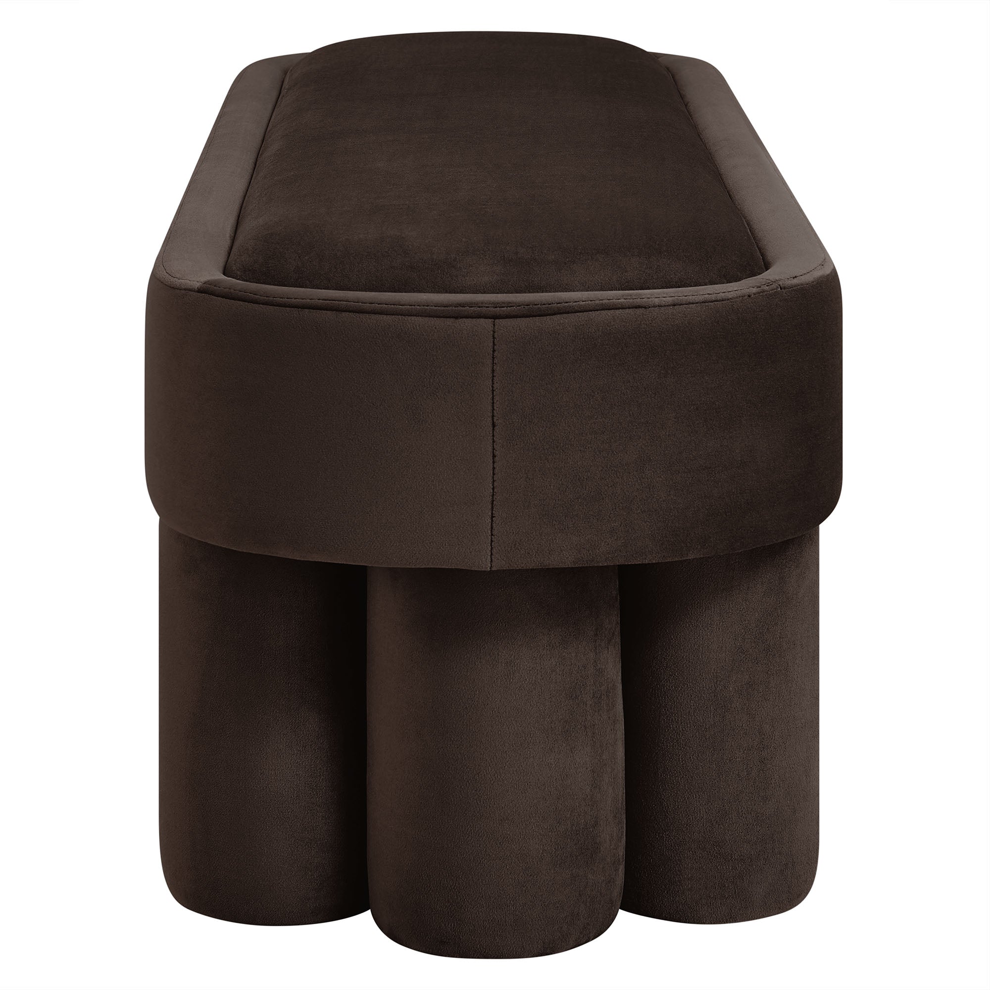 Mossi Oval Performance Velvet Accent Bench, Chocolate Brown