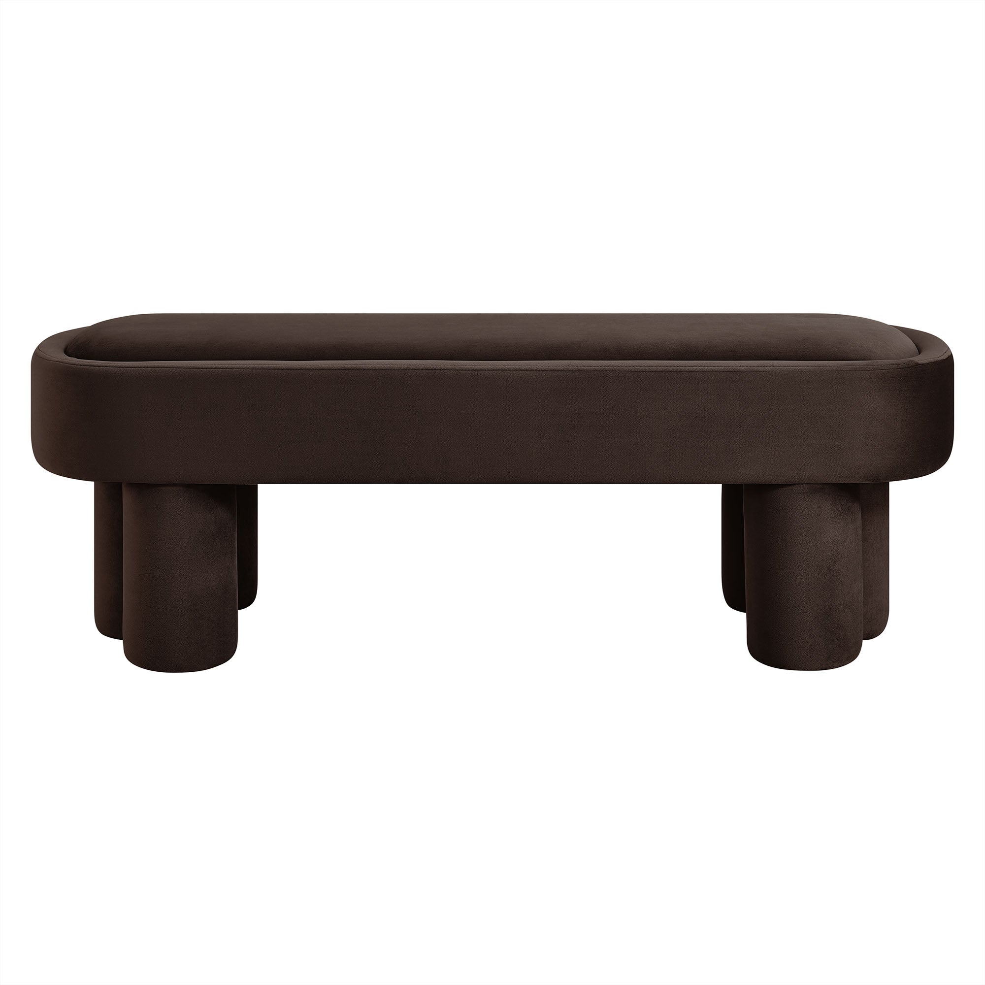 Mossi Oval Performance Velvet Accent Bench, Chocolate Brown