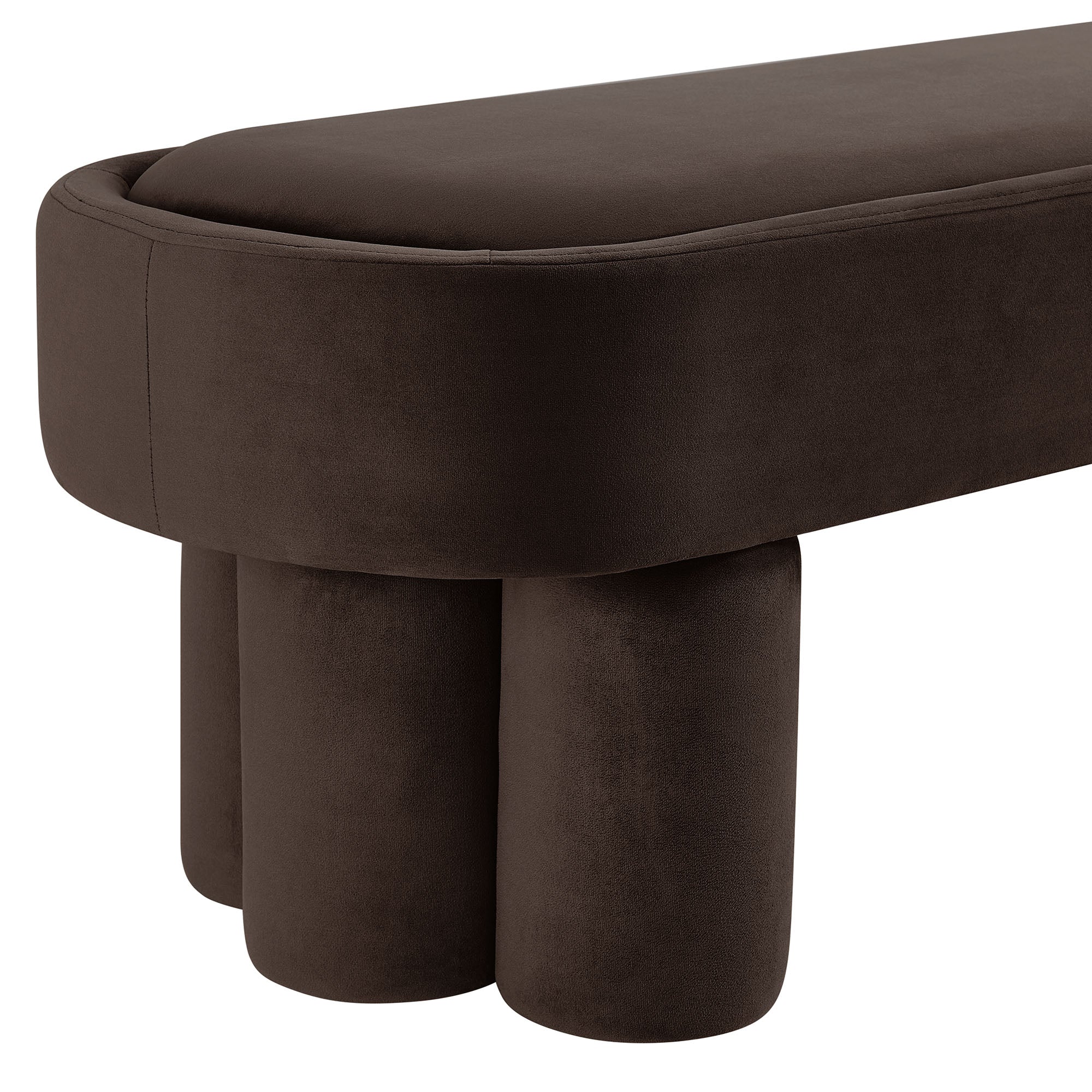 Mossi Oval Performance Velvet Accent Bench, Chocolate Brown