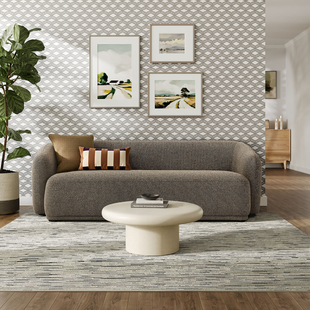 Monica 88 Inch Boucle Fabric Sofa, Earth
