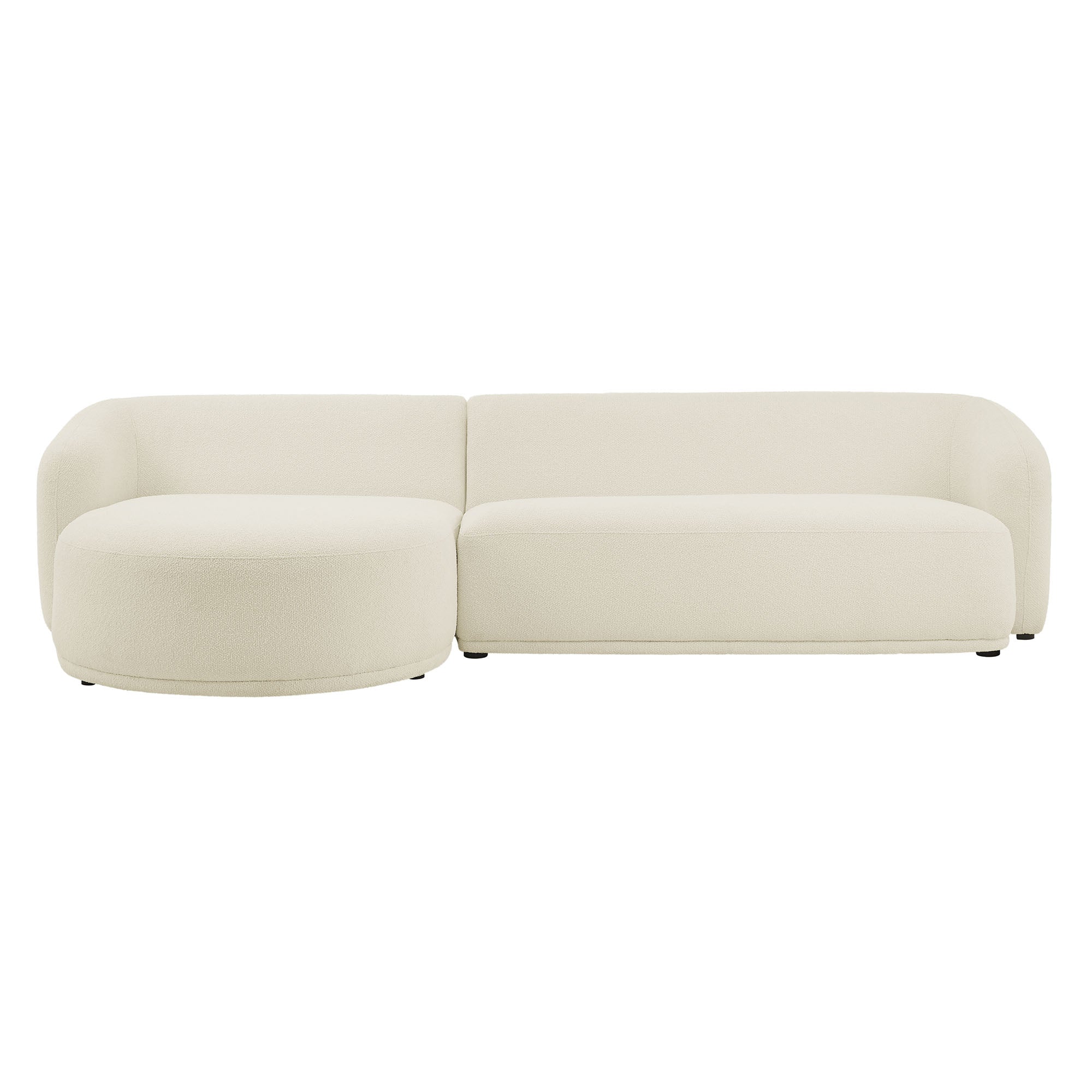 Monica 2 Piece Left Facing Boucle Fabric Modular Sofa with Chaise, Cream