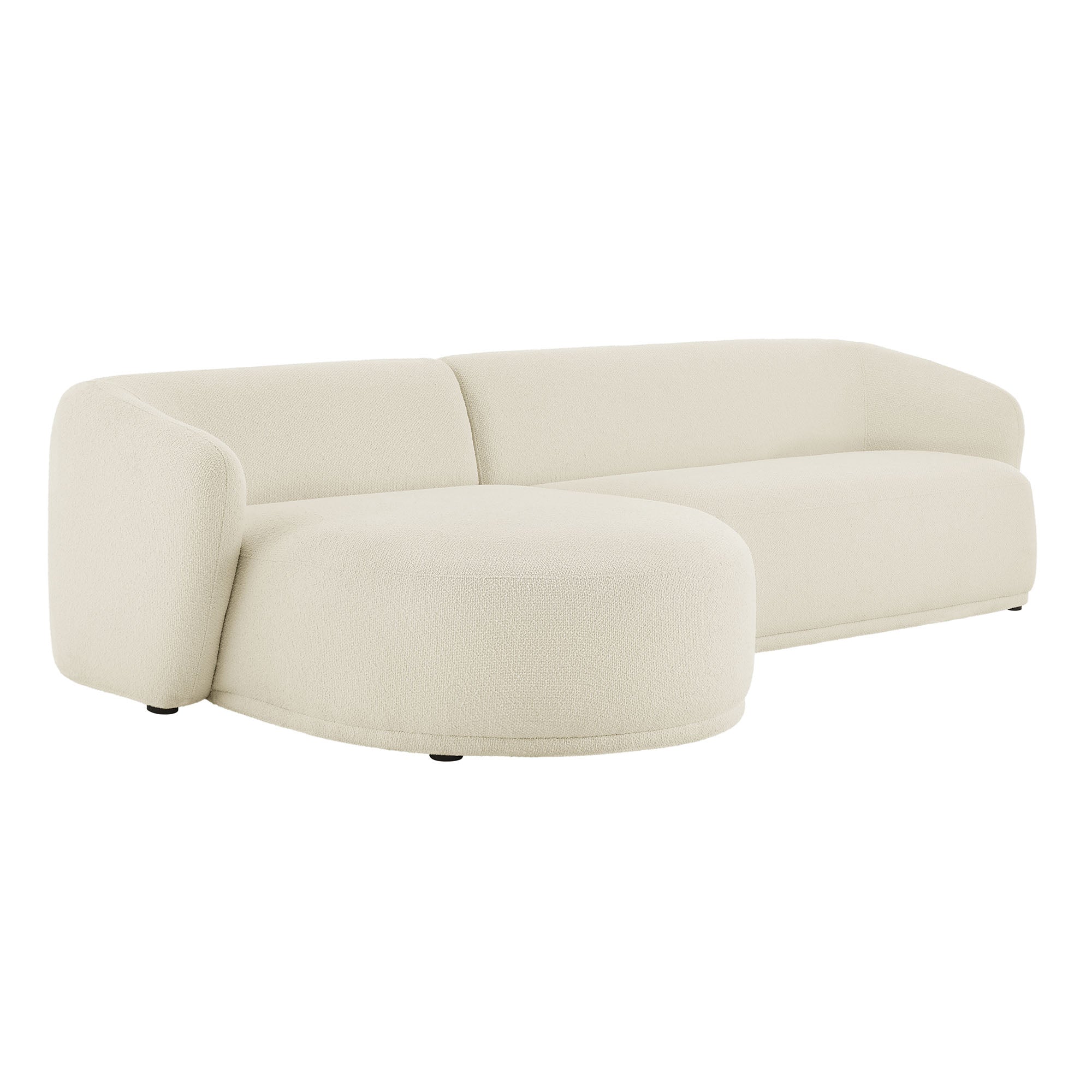 Monica 2 Piece Left Facing Boucle Fabric Modular Sofa with Chaise, Cream