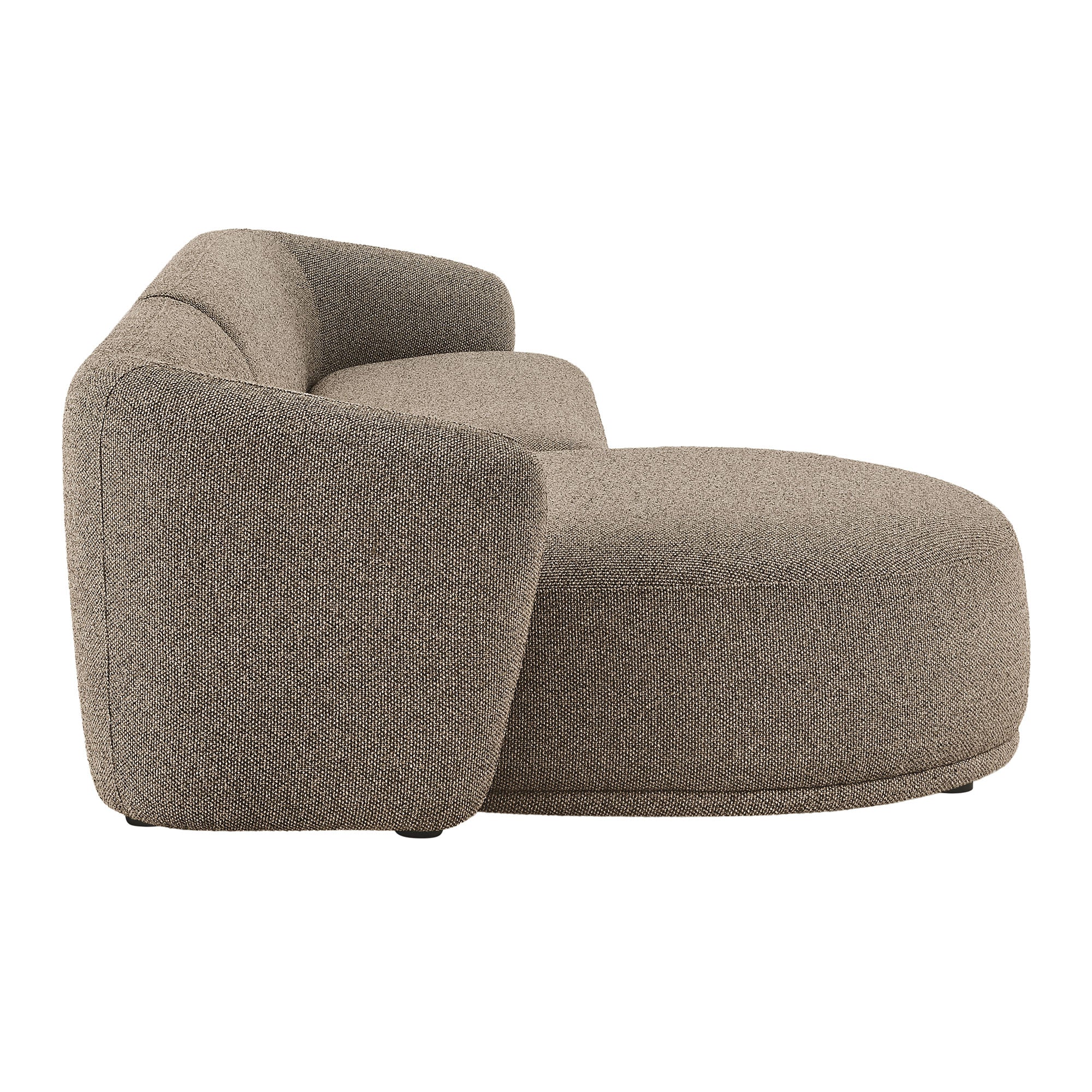 Monica 2 Piece Left Facing Boucle Fabric Modular Sofa with Chaise, Earth