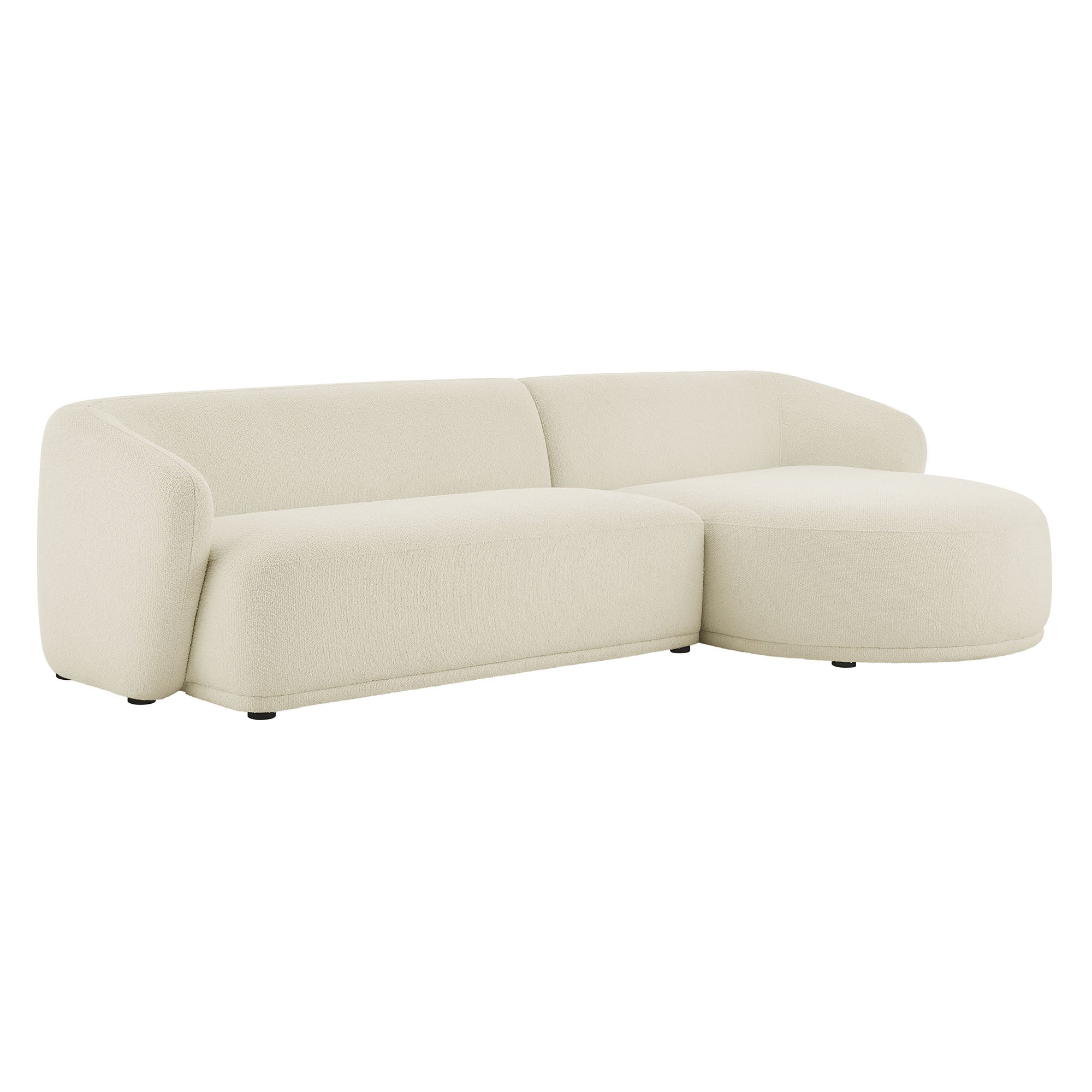 Monica 2 Piece Right Facing Boucle Fabric Modular Sofa with Chaise, Cream
