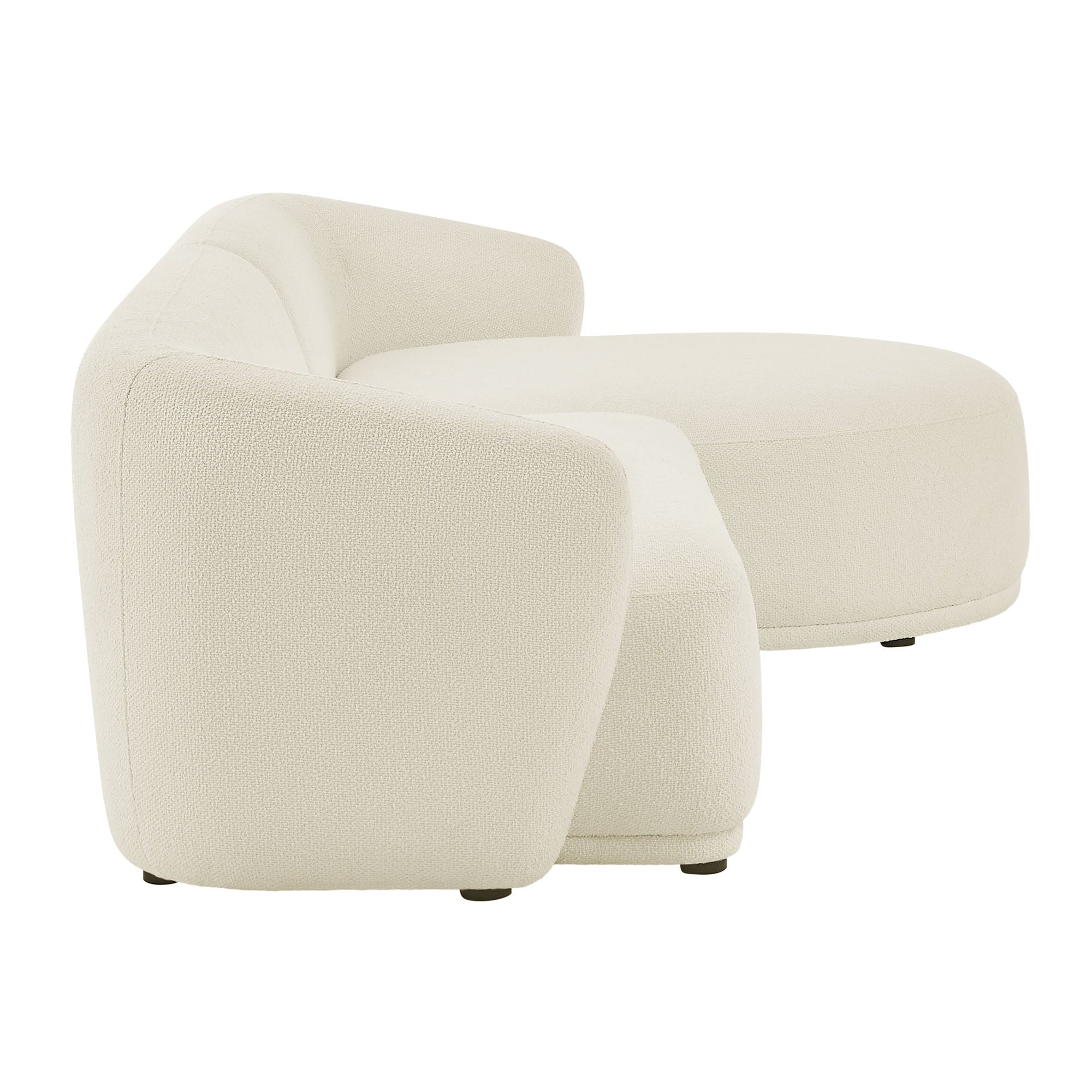 Monica 2 Piece Right Facing Boucle Fabric Modular Sofa with Chaise, Cream