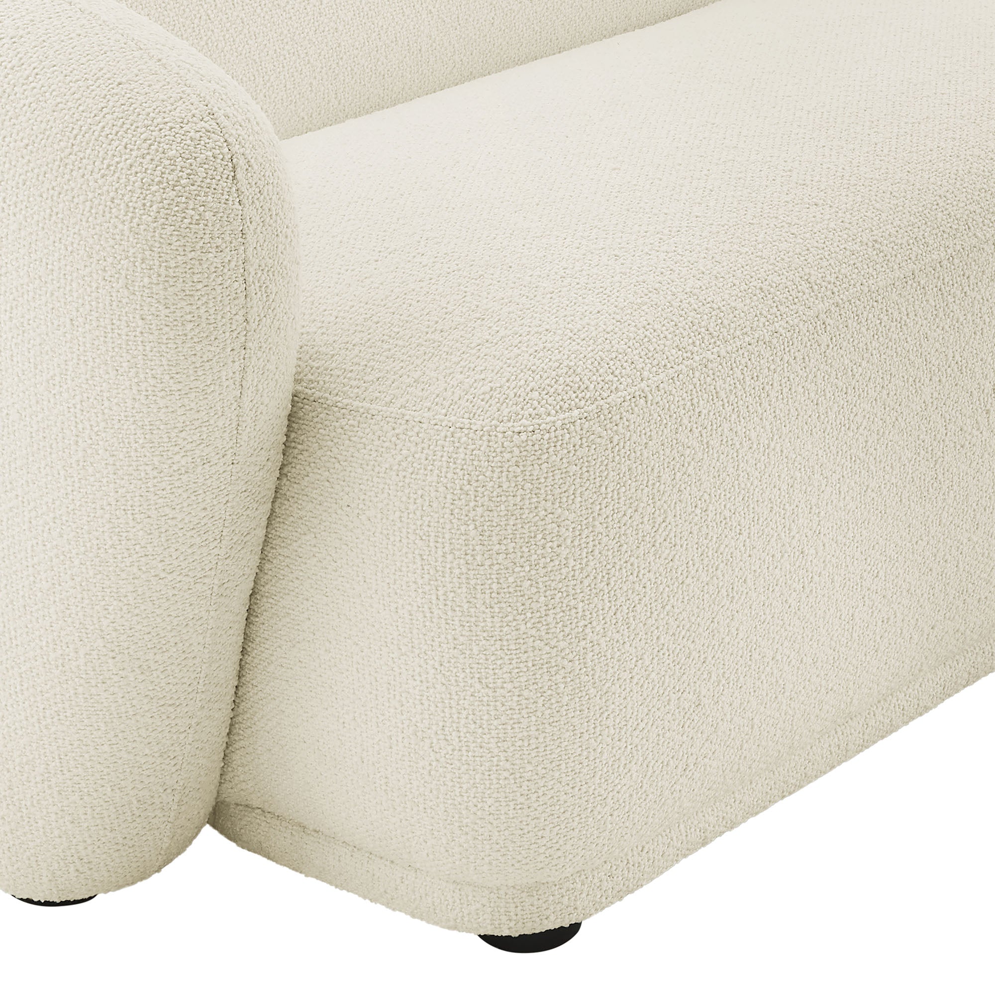 Monica 2 Piece Right Facing Boucle Fabric Modular Sofa with Chaise, Cream