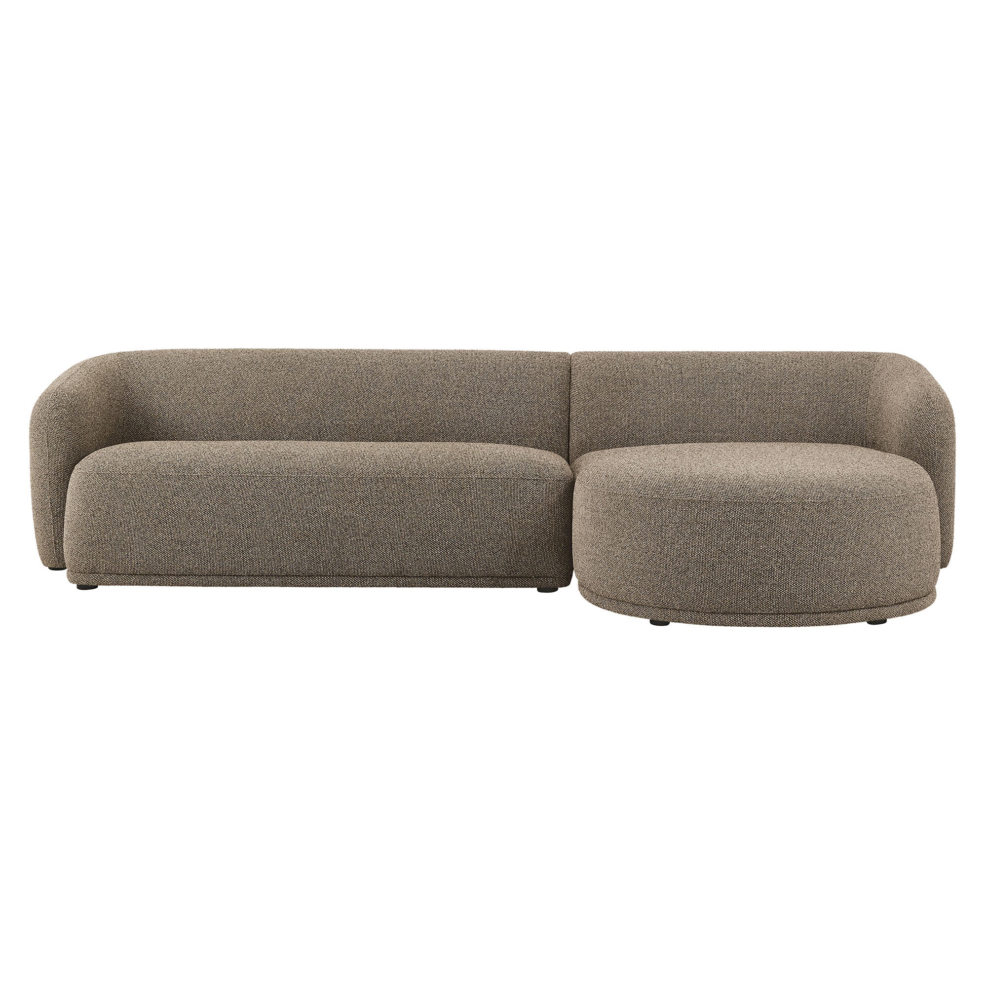 Monica 2 Piece Right Facing Boucle Fabric Modular Sofa with Chaise, Earth