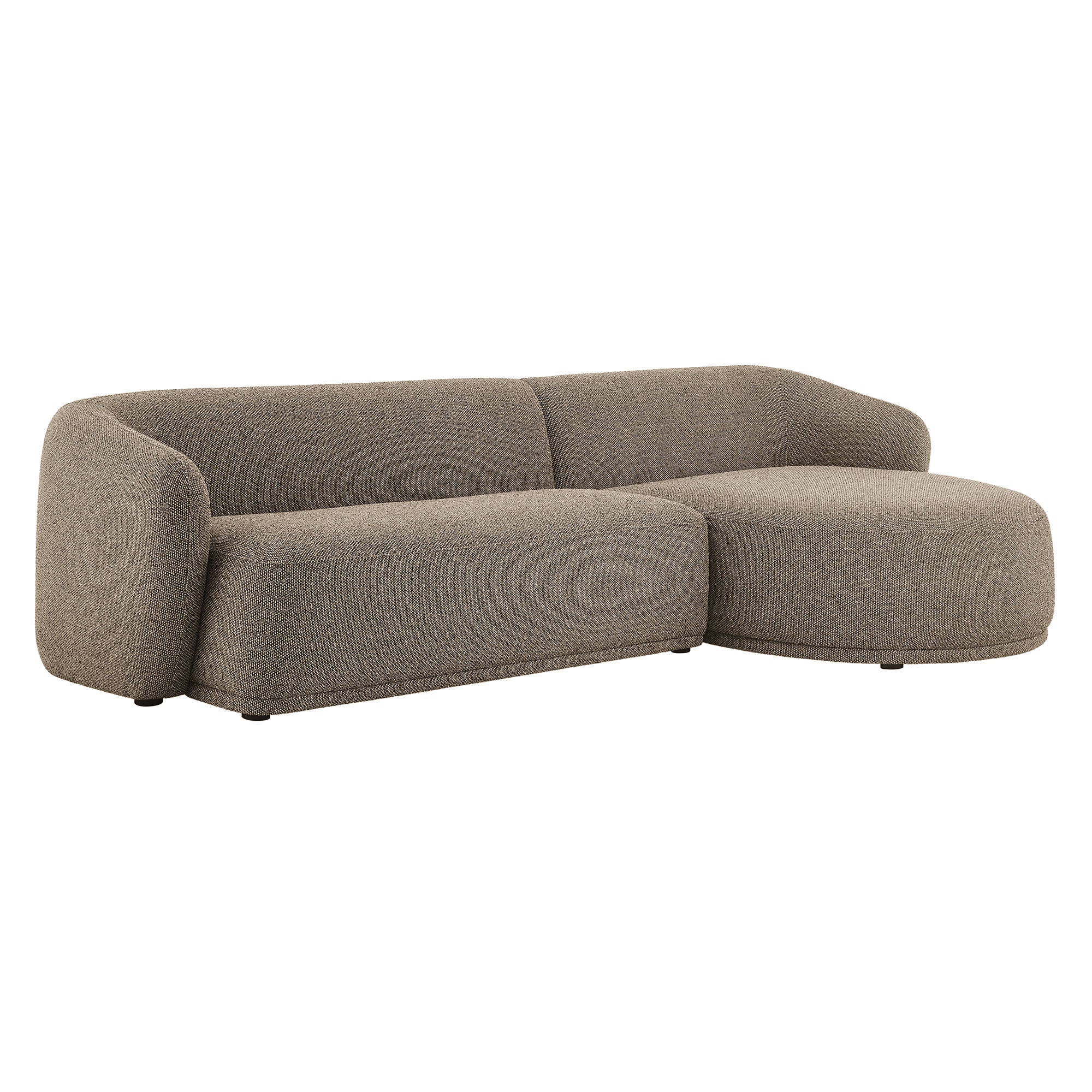 Monica 2 Piece Right Facing Boucle Fabric Modular Sofa with Chaise, Earth